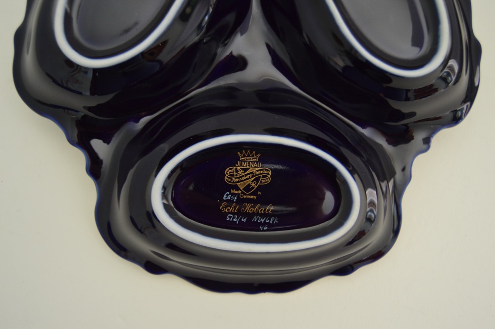 JLMenau Cobalt Blue Porcelain Tri-Lobbed Dish with Handle