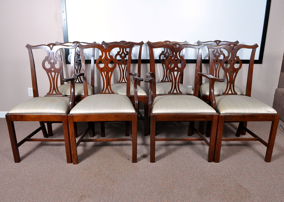 Set of Twelve Harp Back Mahogany Dining Chairs