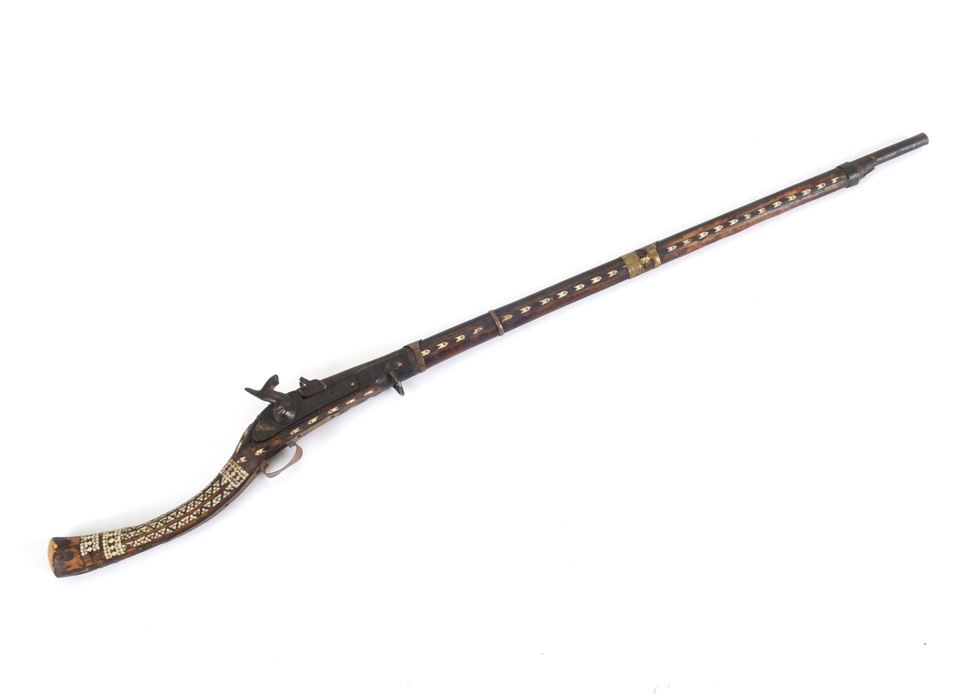 Antique Middle Eastern Bone Inlaid Musket