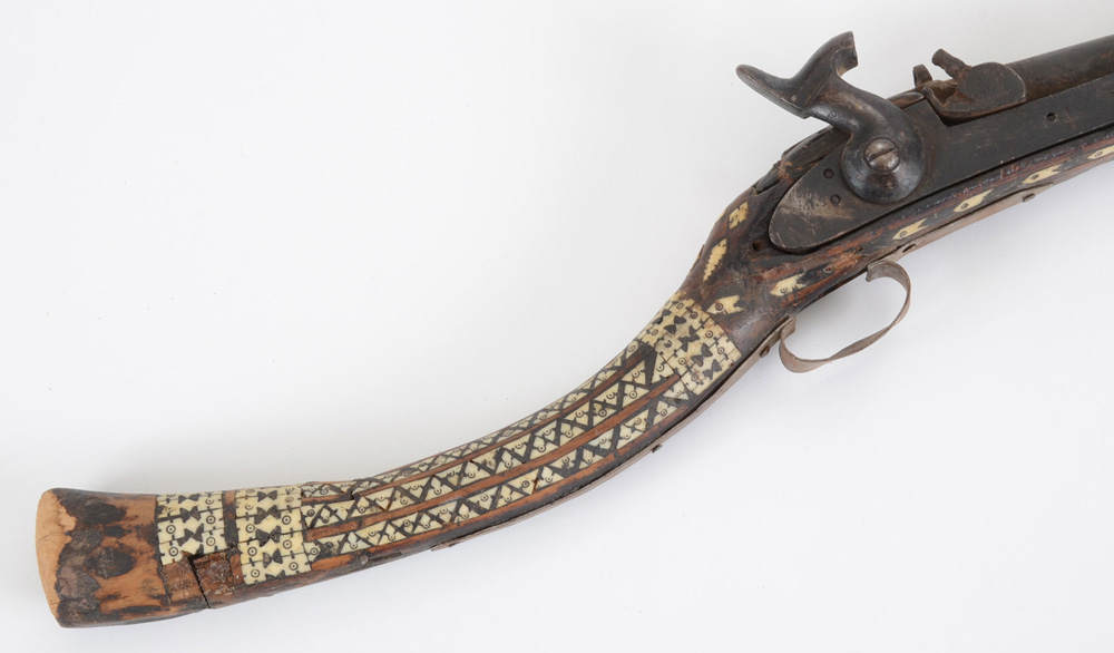 Antique Middle Eastern Bone Inlaid Musket