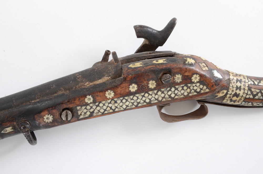 Antique Middle Eastern Bone Inlaid Musket