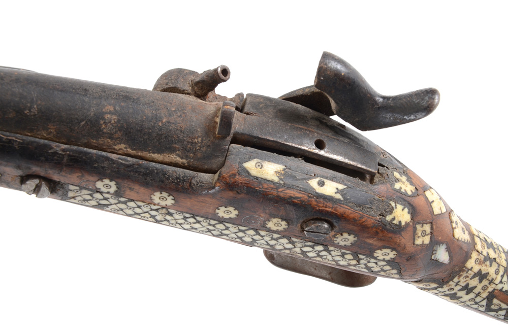 Antique Middle Eastern Bone Inlaid Musket