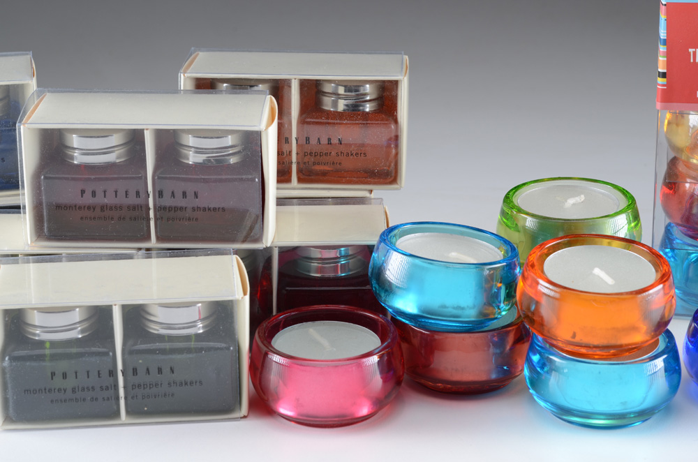 Pottery Barn Tea Light Holders and Salt and Pepper Shakers