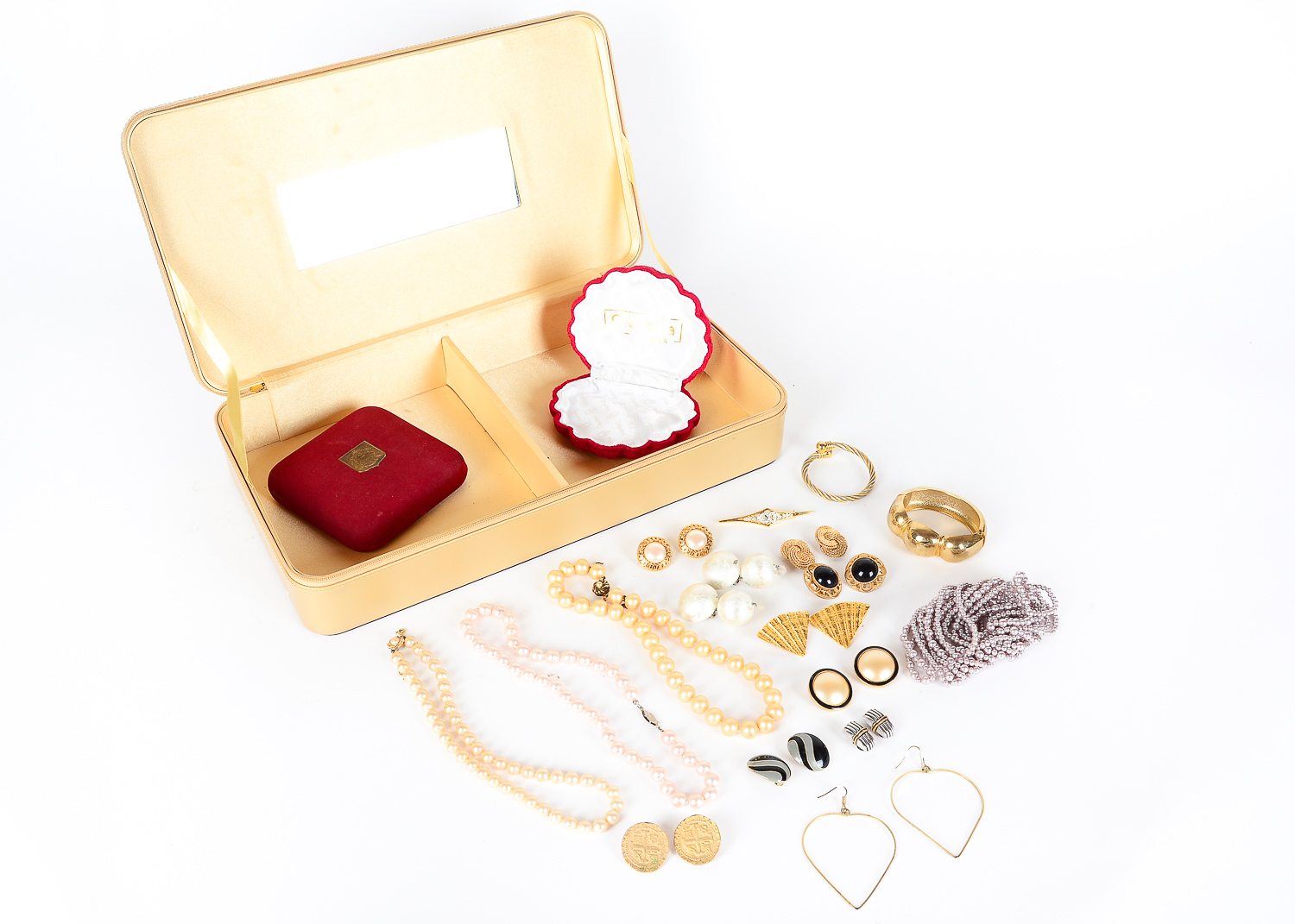 Collection of Gold Tone Jewelry Including Majorca Pearls