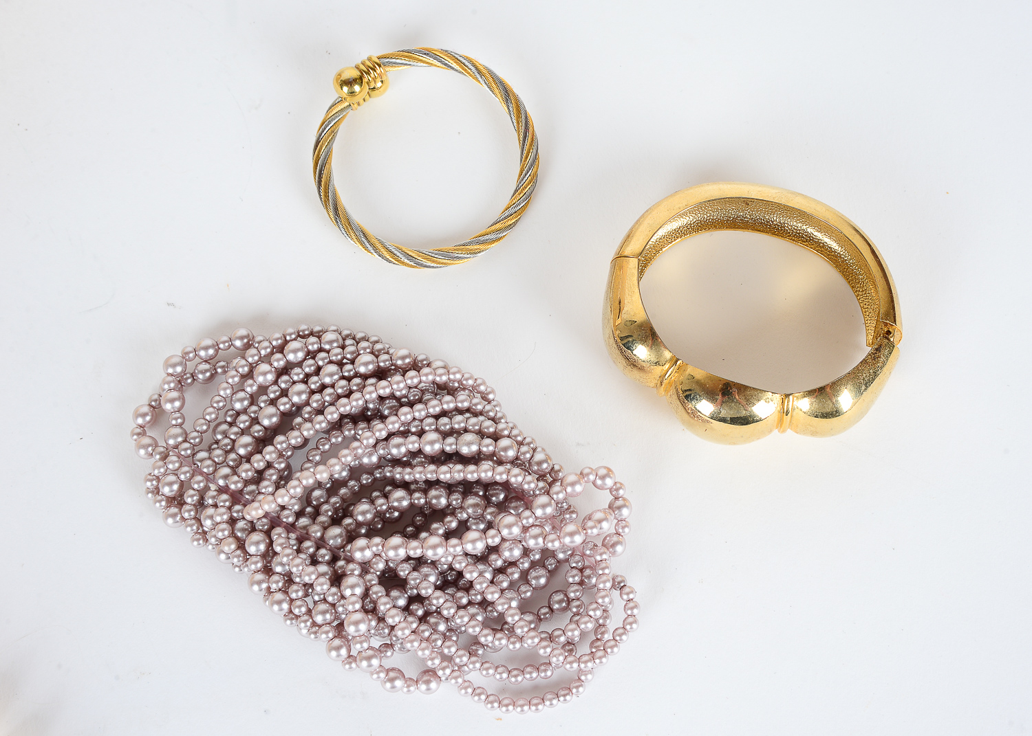 Collection of Gold Tone Jewelry Including Majorca Pearls