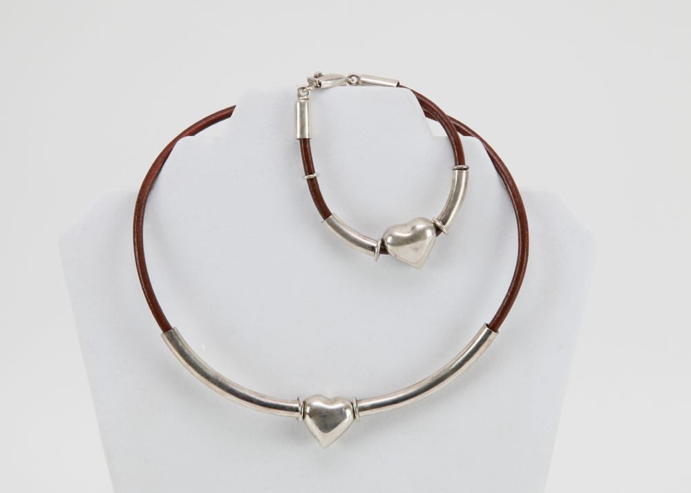 Sterling Heart Necklace and Bracelet