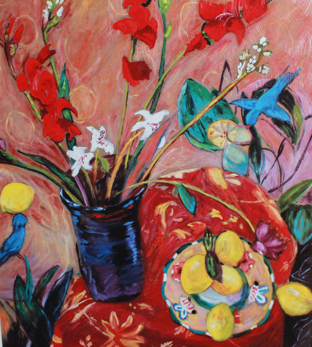 Lynn Hays Offset Lithograph "Lemon Blue Bird"