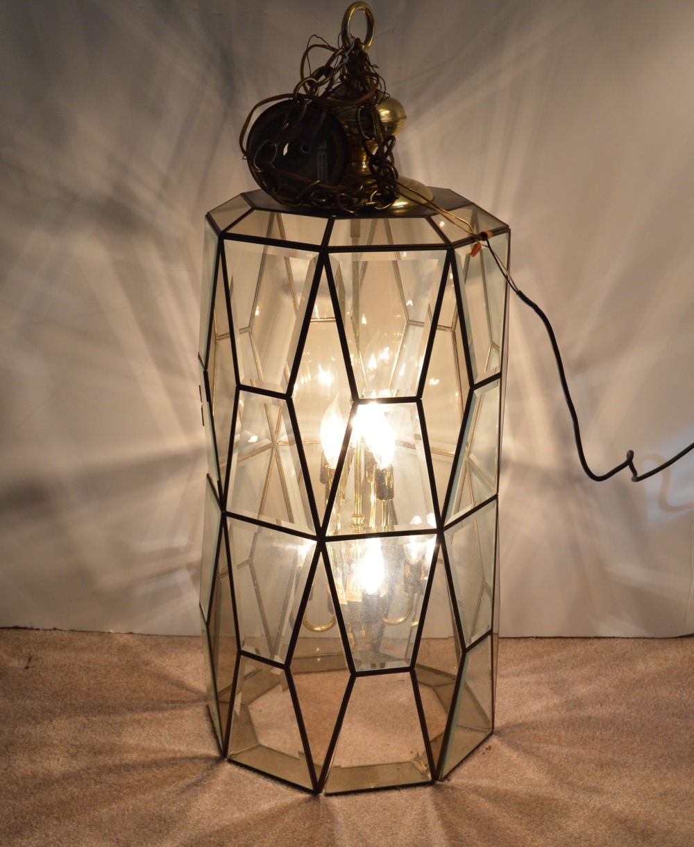 Brass and Glass Chandelier