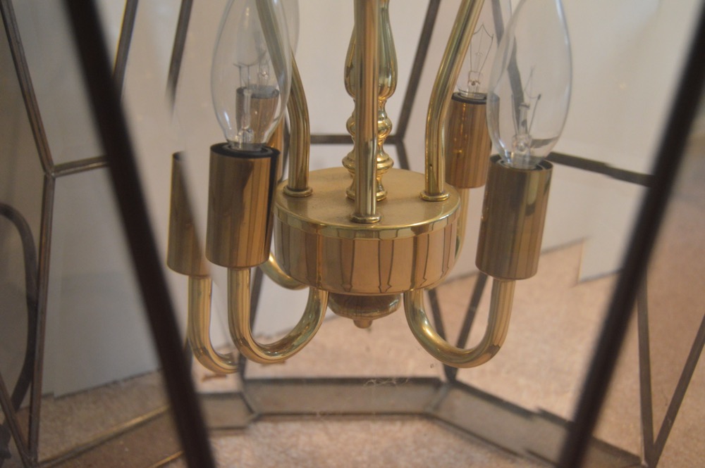 Brass and Glass Chandelier