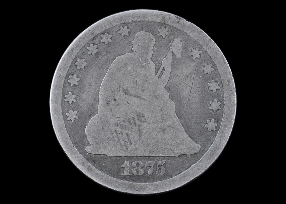 1875 Seated Liberty Silver Quarter