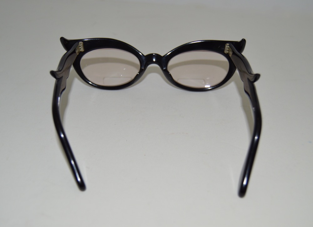Vintage Cat Eye Glasses Black with Multi-Colored Rhinestones