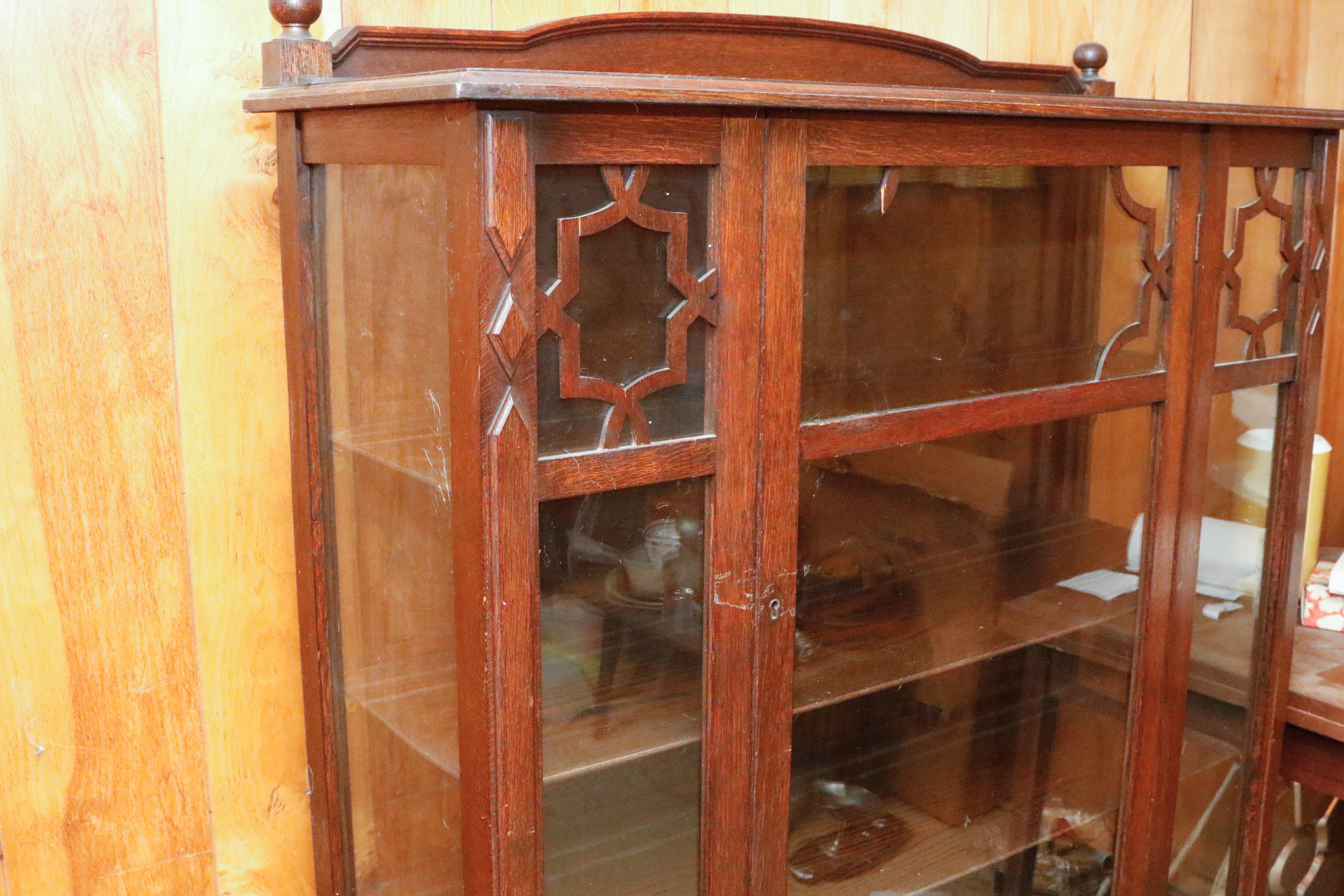 Late Victorian Oak Display Cabinet