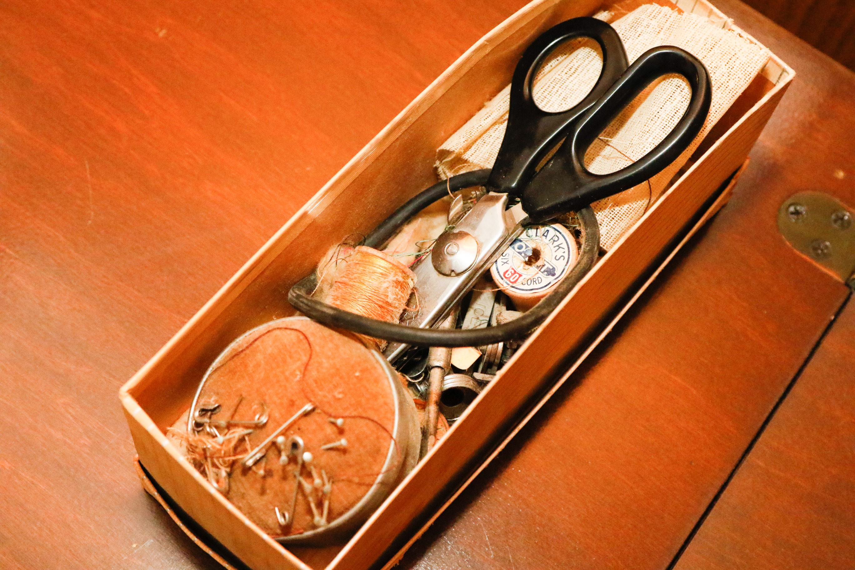 1920s White Rotary Sewing Machine Cabinet