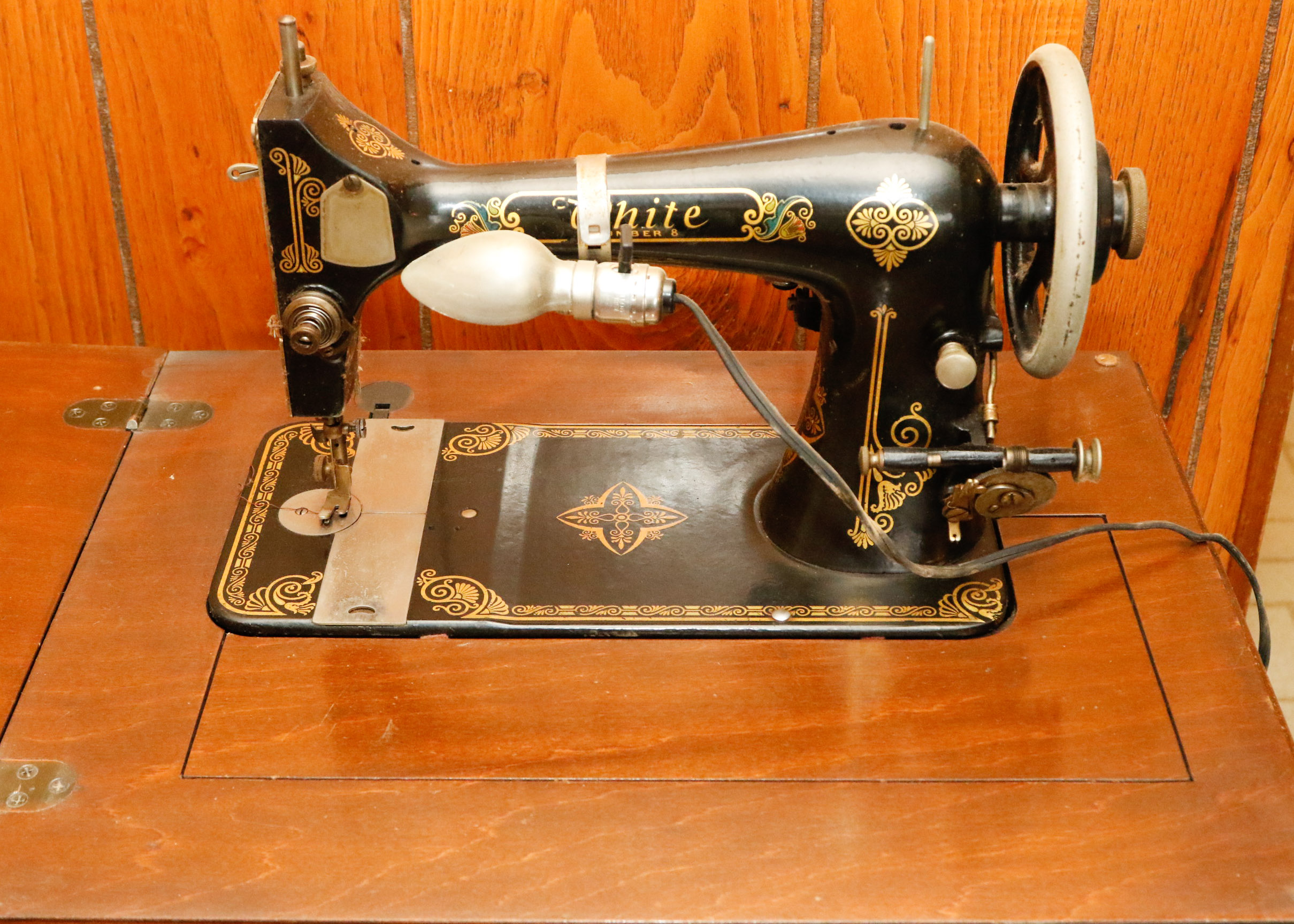 1920s White Rotary Sewing Machine Cabinet