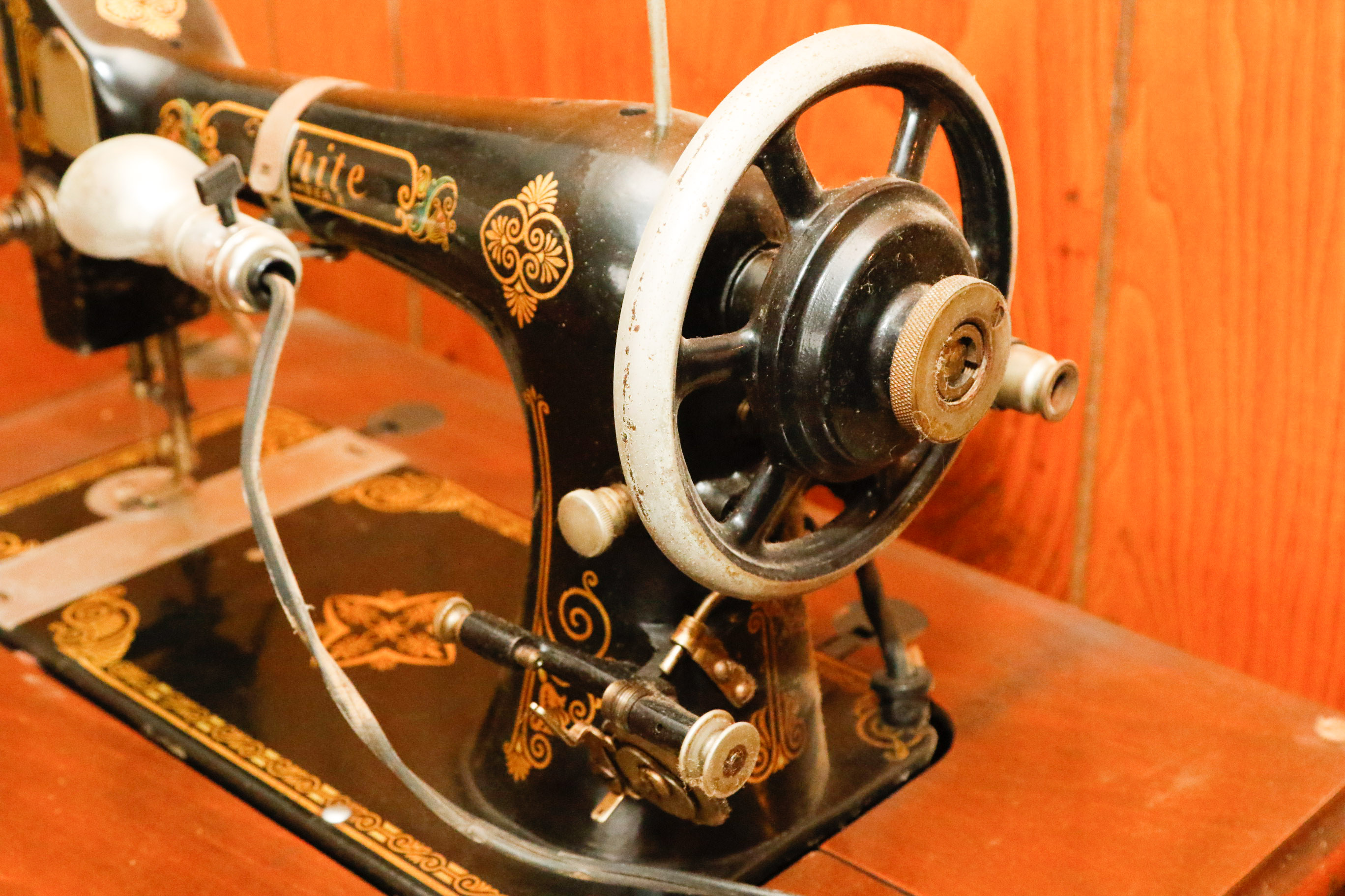 1920s White Rotary Sewing Machine Cabinet