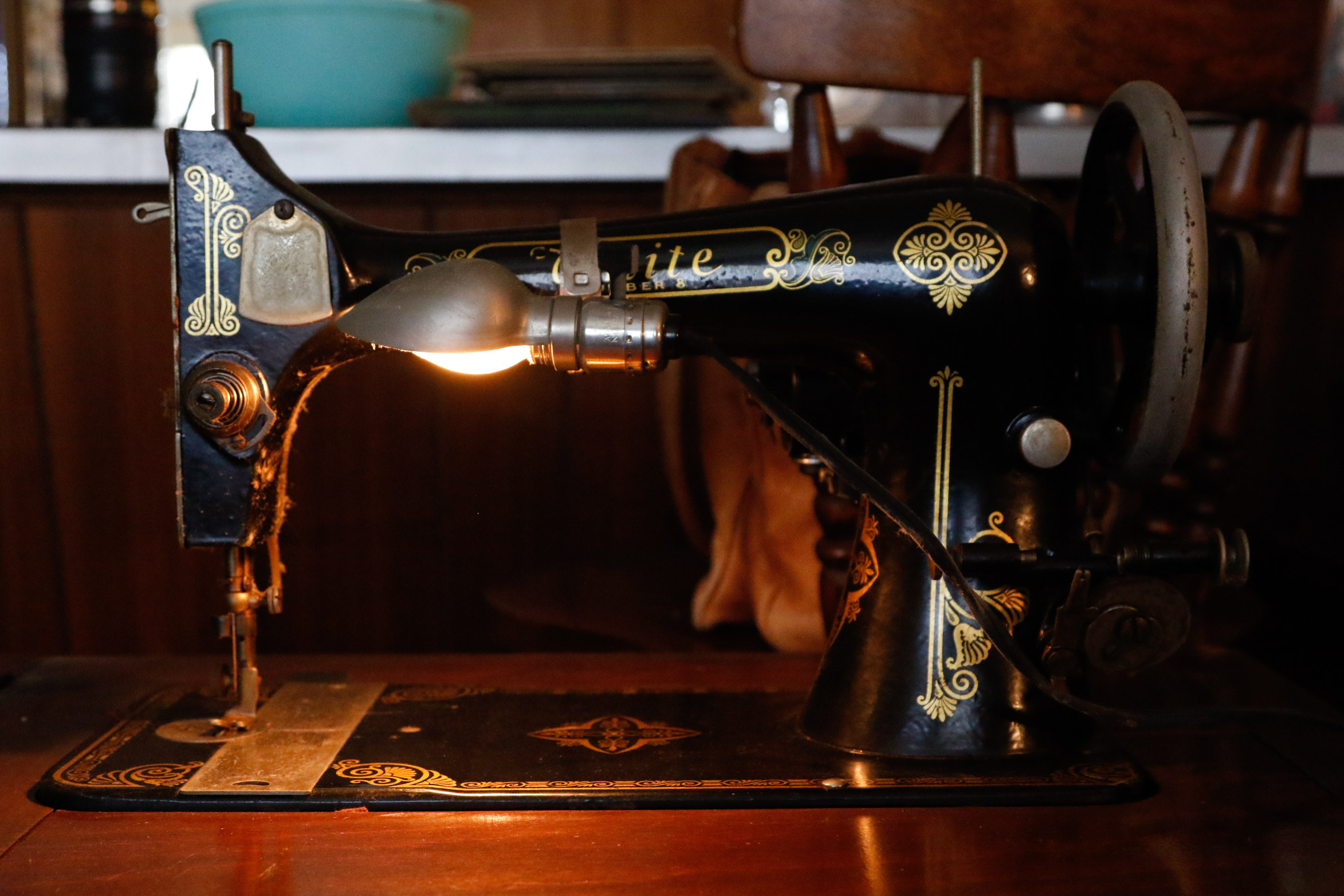1920s White Rotary Sewing Machine Cabinet