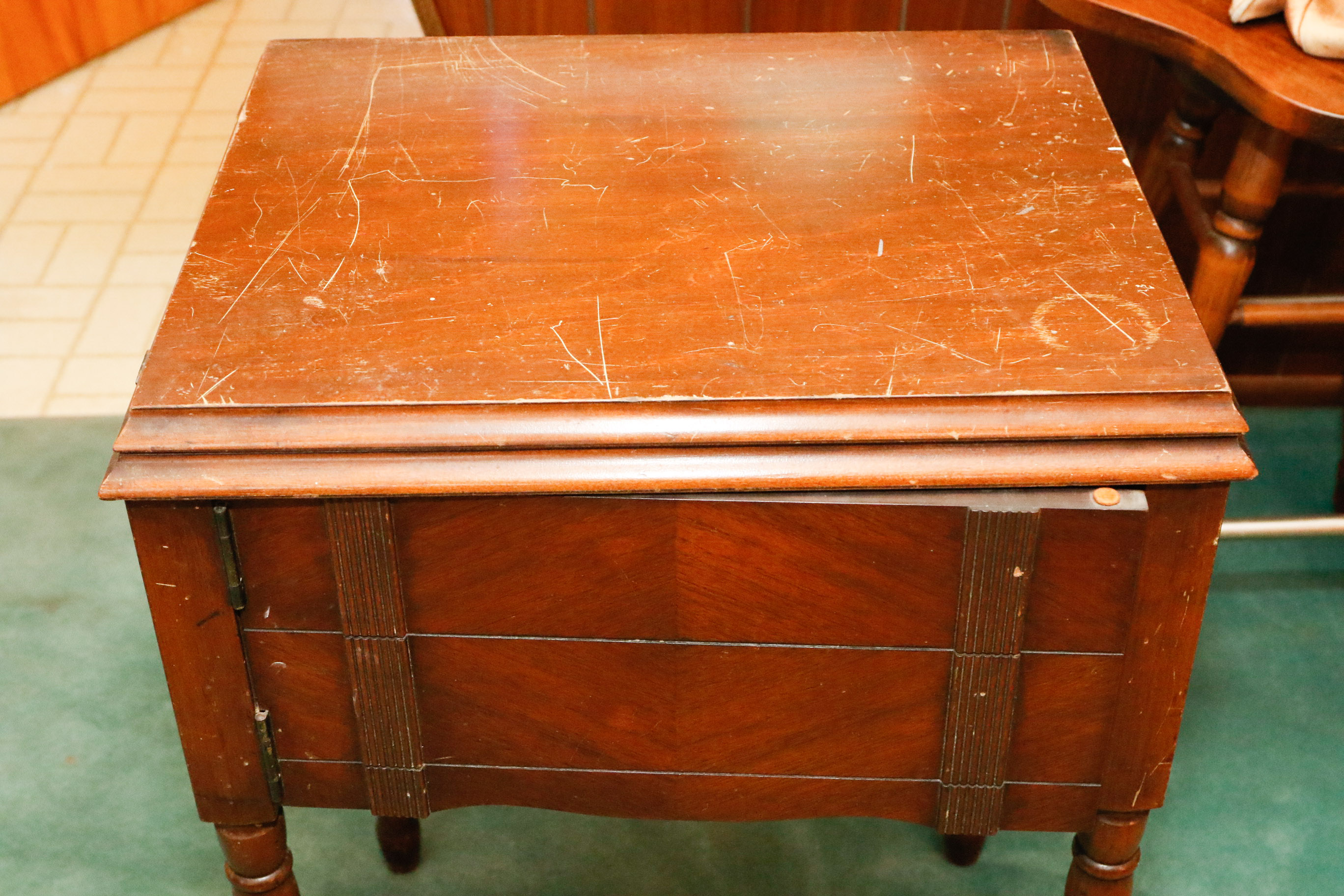 1920s White Rotary Sewing Machine Cabinet