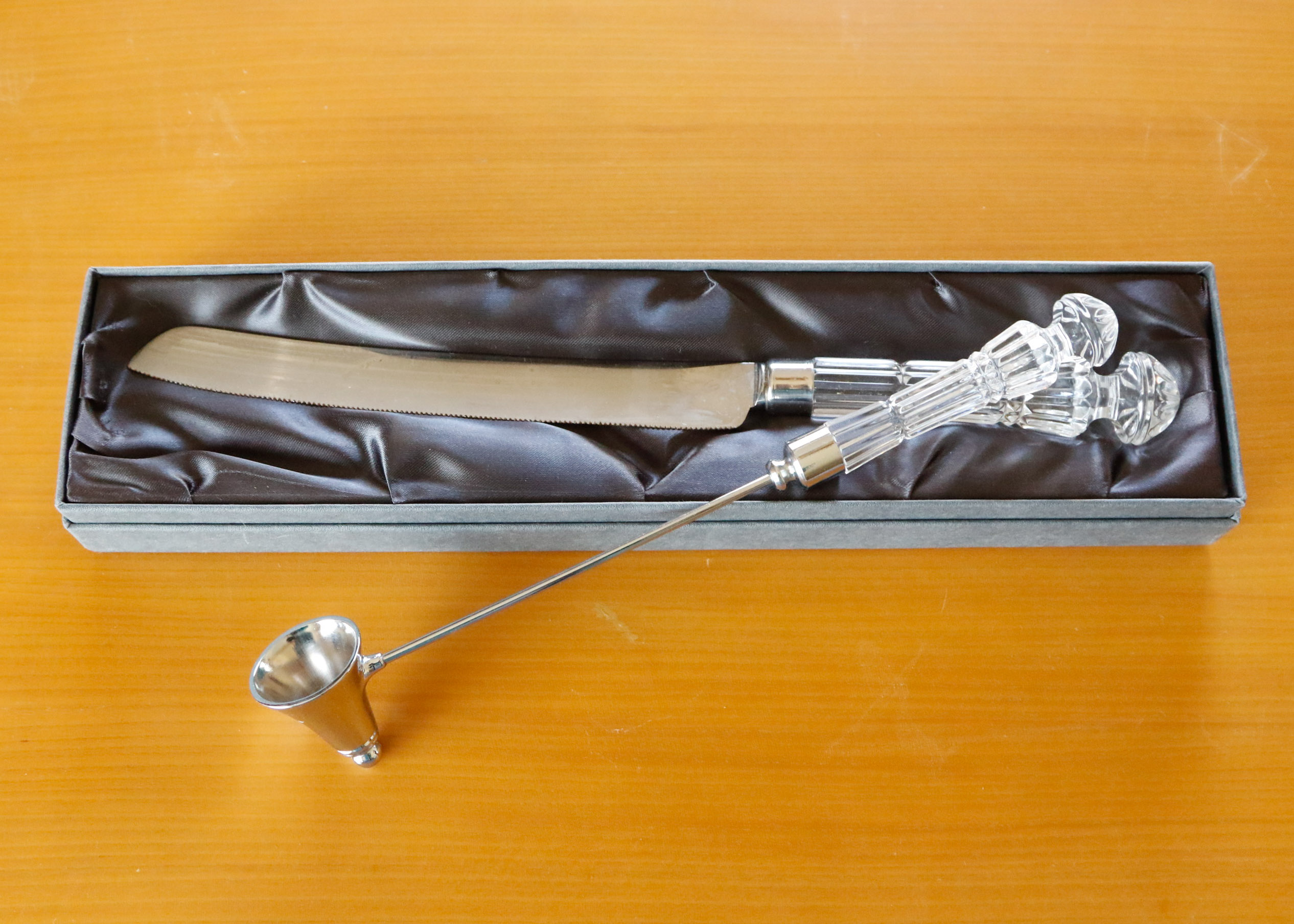 Waterford "Lismore" Cake Knife, Candle Snuffer and Knife Rest