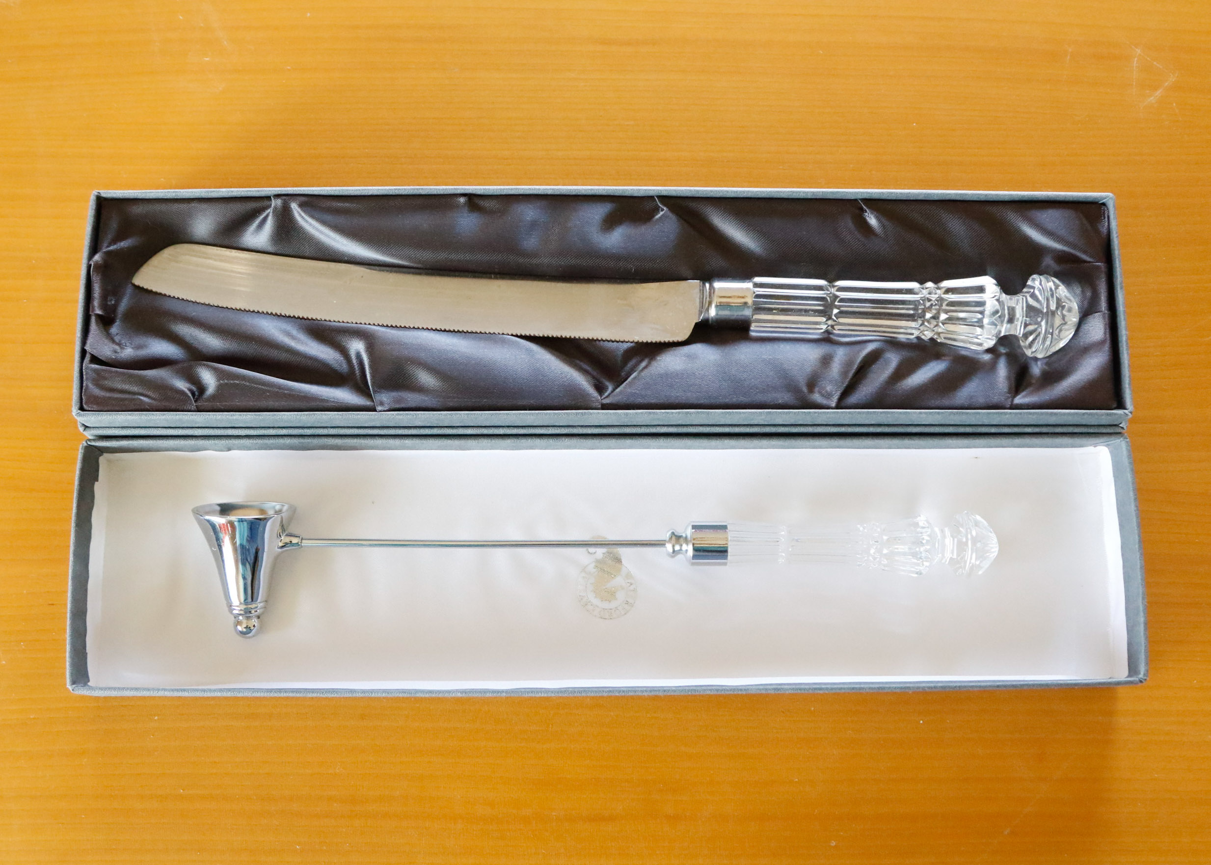 Waterford "Lismore" Cake Knife, Candle Snuffer and Knife Rest