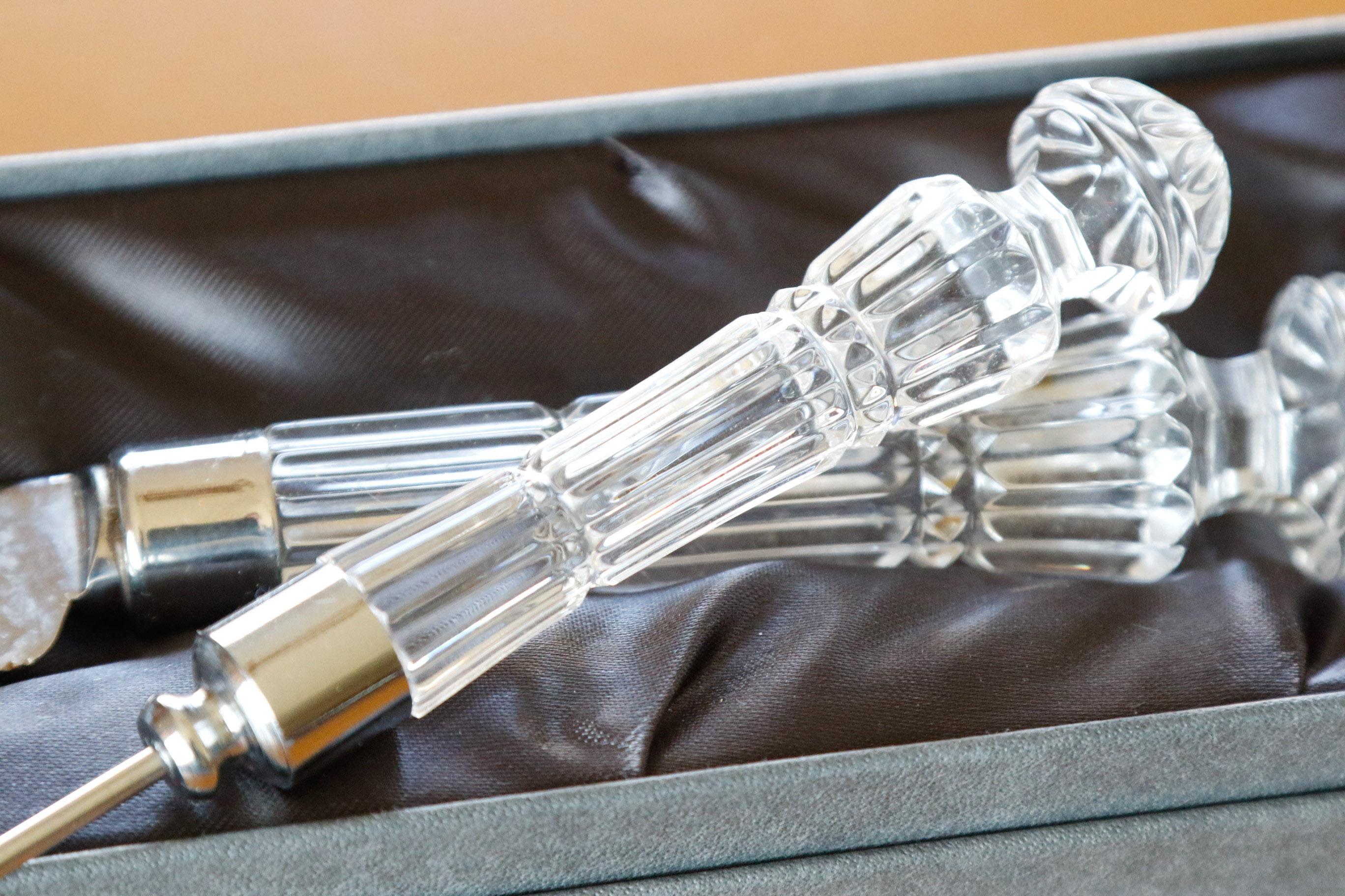 Waterford "Lismore" Cake Knife, Candle Snuffer and Knife Rest