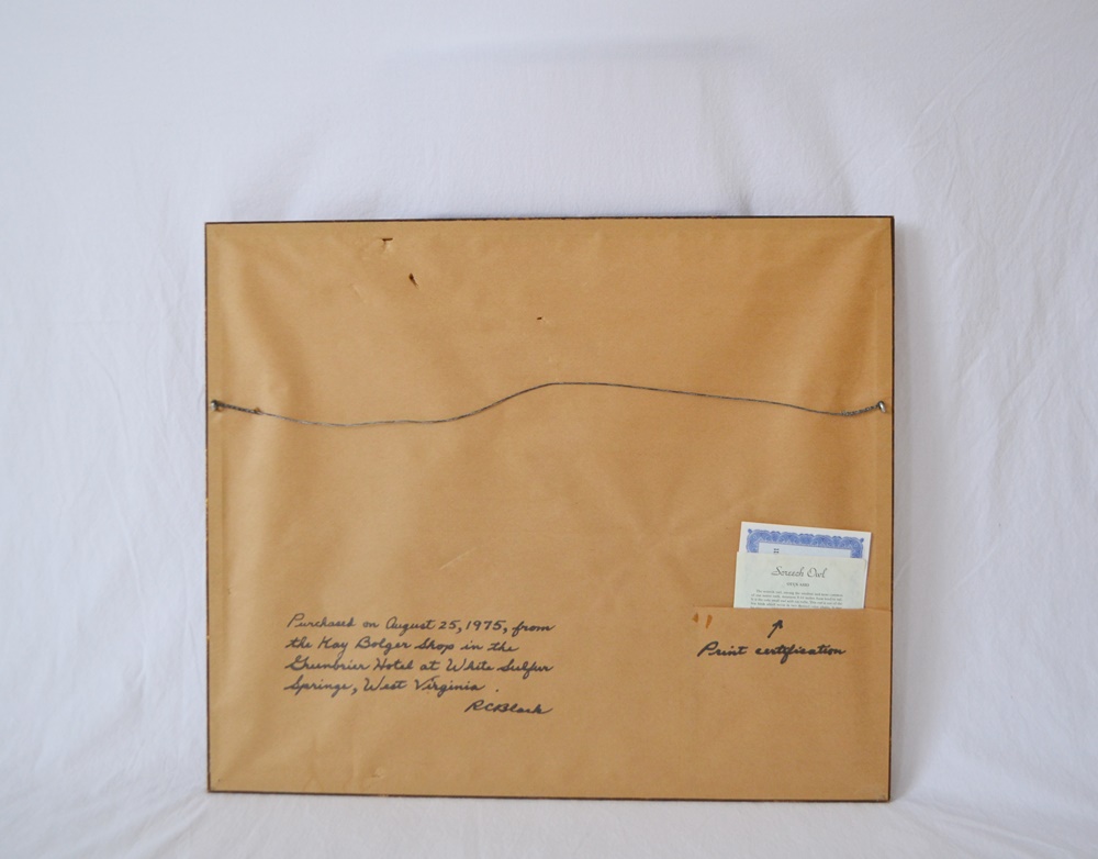 "Screech Owl"Limited Edition Signed Print After Thomas J. Allen