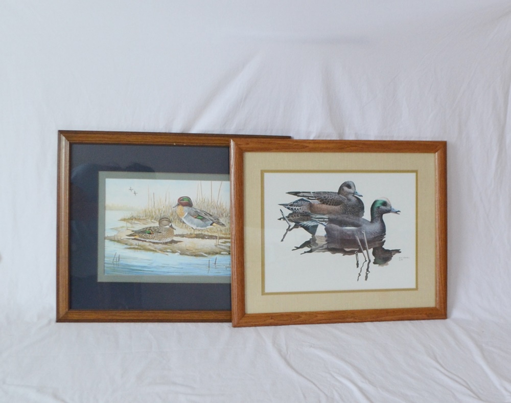 Pair Of Duck Themed Offset Lithographs