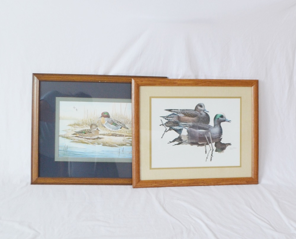 Pair Of Duck Themed Offset Lithographs