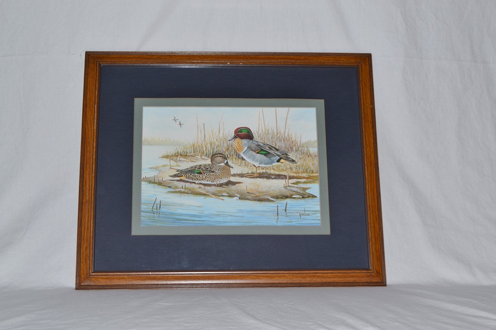 Pair Of Duck Themed Offset Lithographs