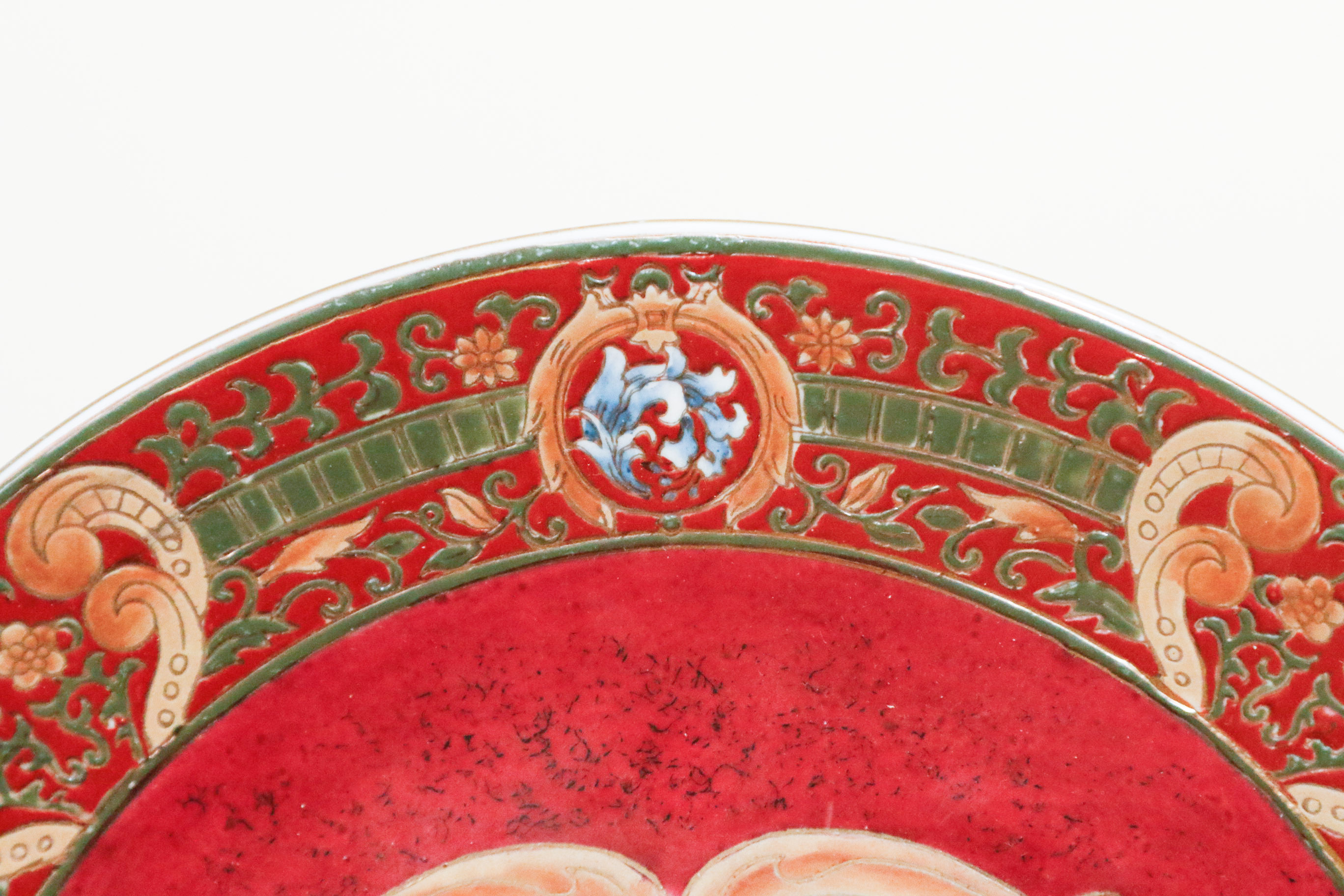 Pair of Decorative Painted Pottery Plates