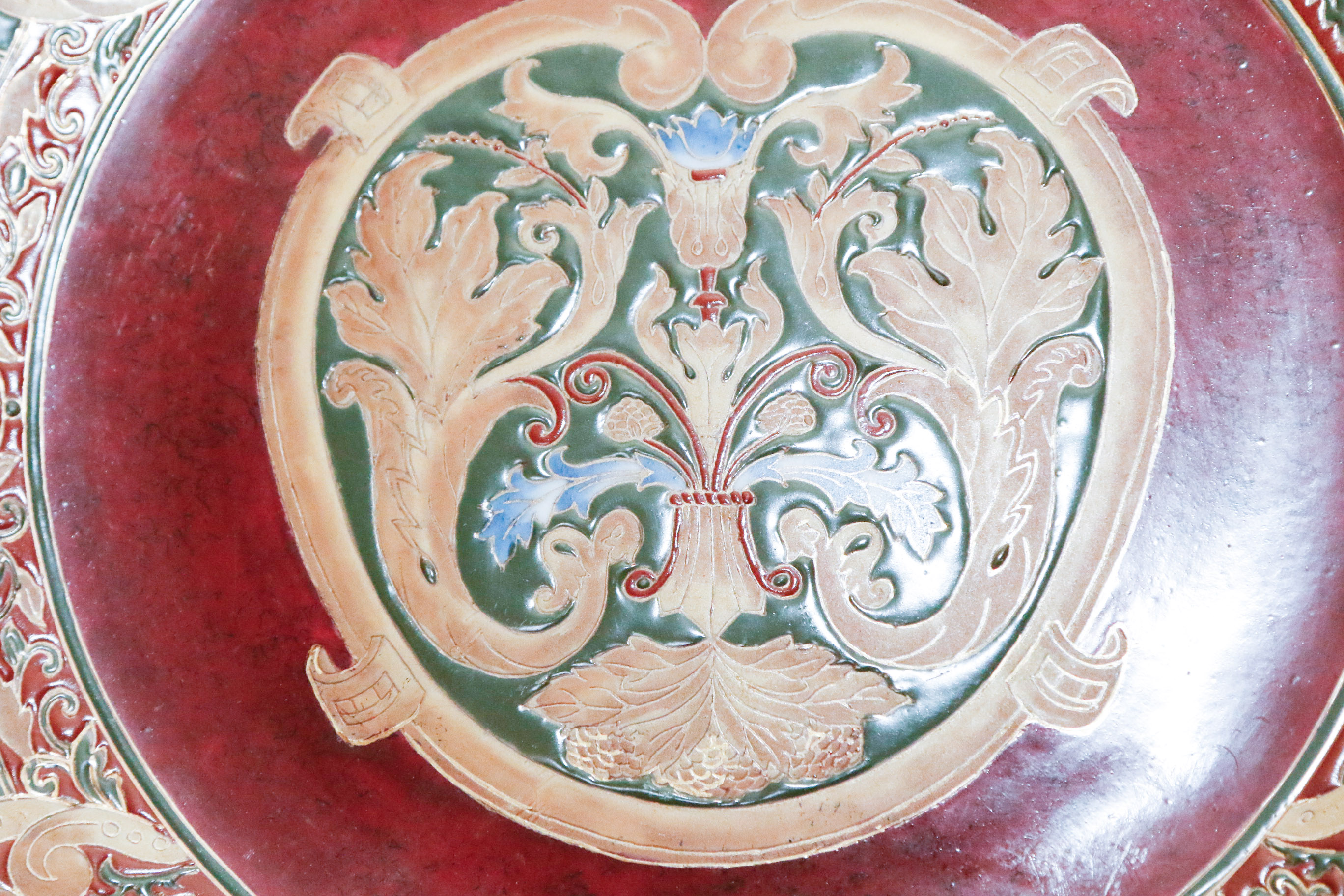 Pair of Decorative Painted Pottery Plates