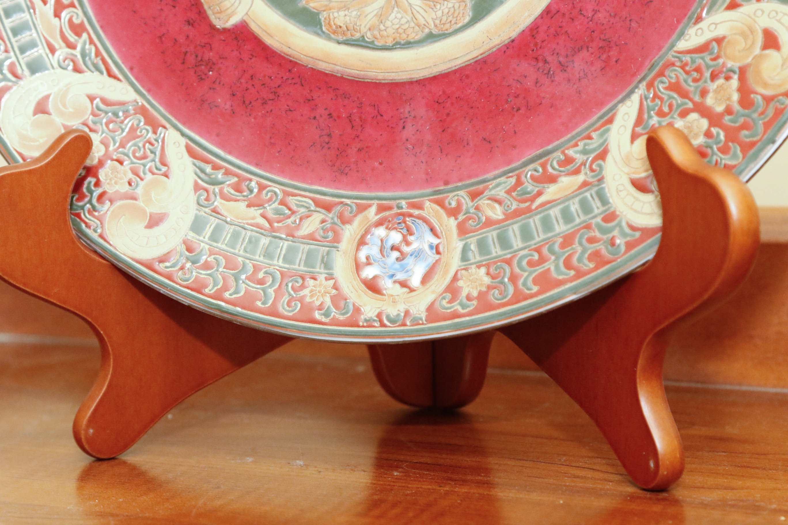 Pair of Decorative Painted Pottery Plates