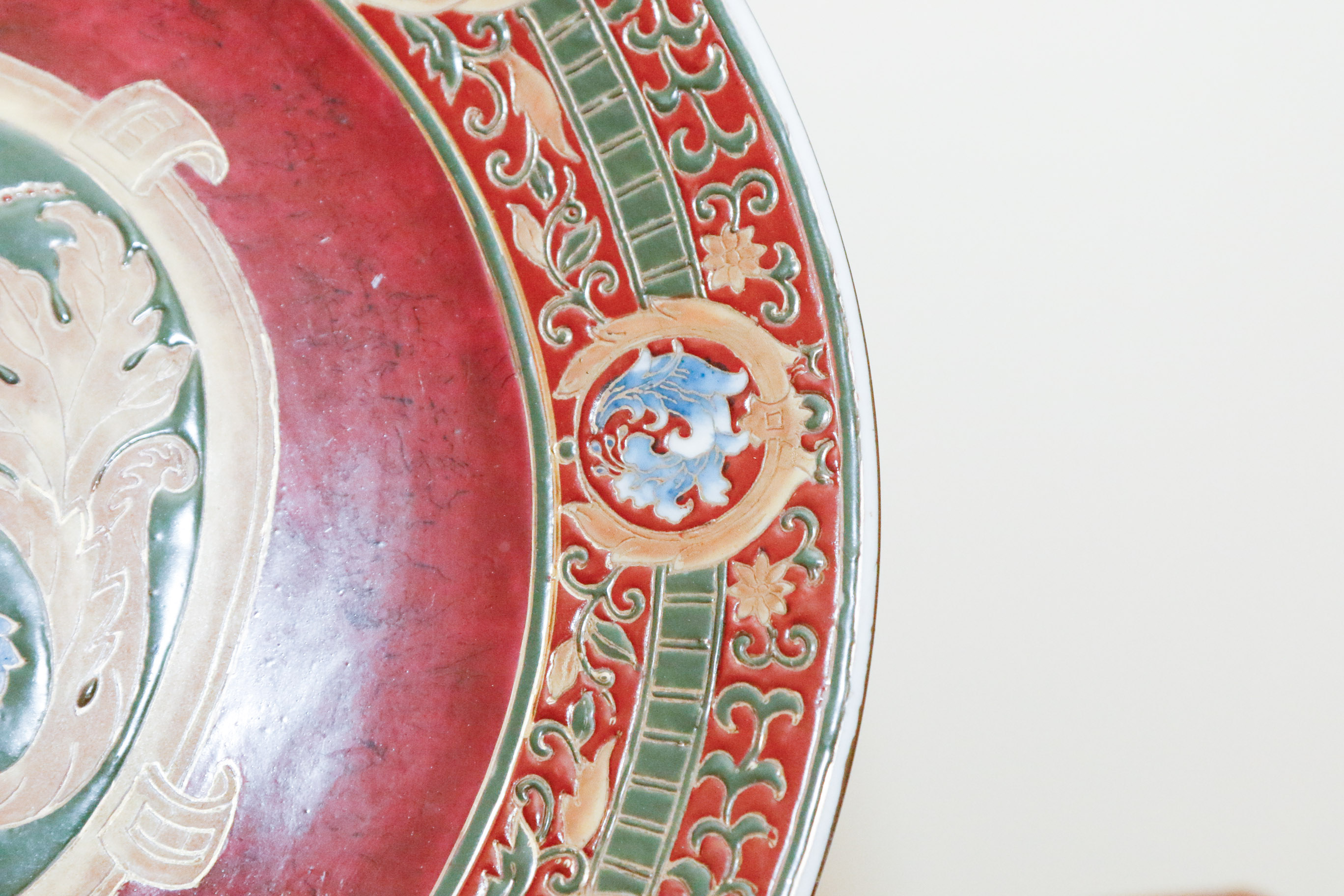 Pair of Decorative Painted Pottery Plates