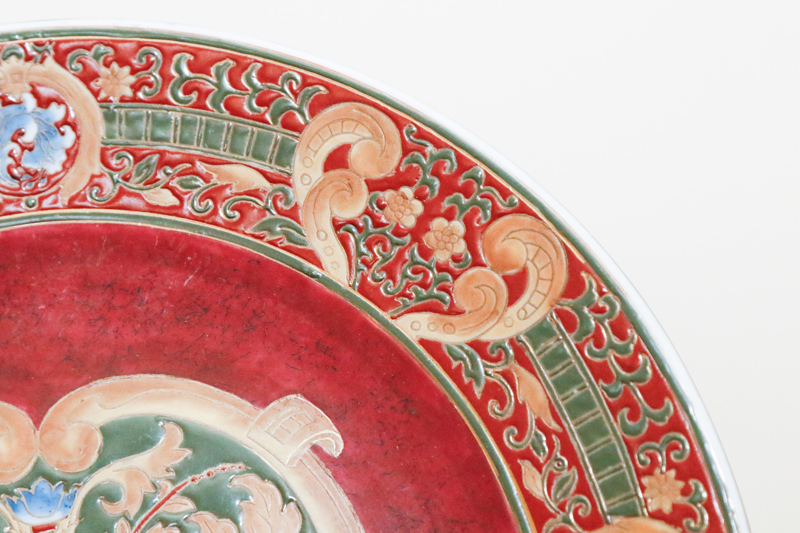 Pair of Decorative Painted Pottery Plates