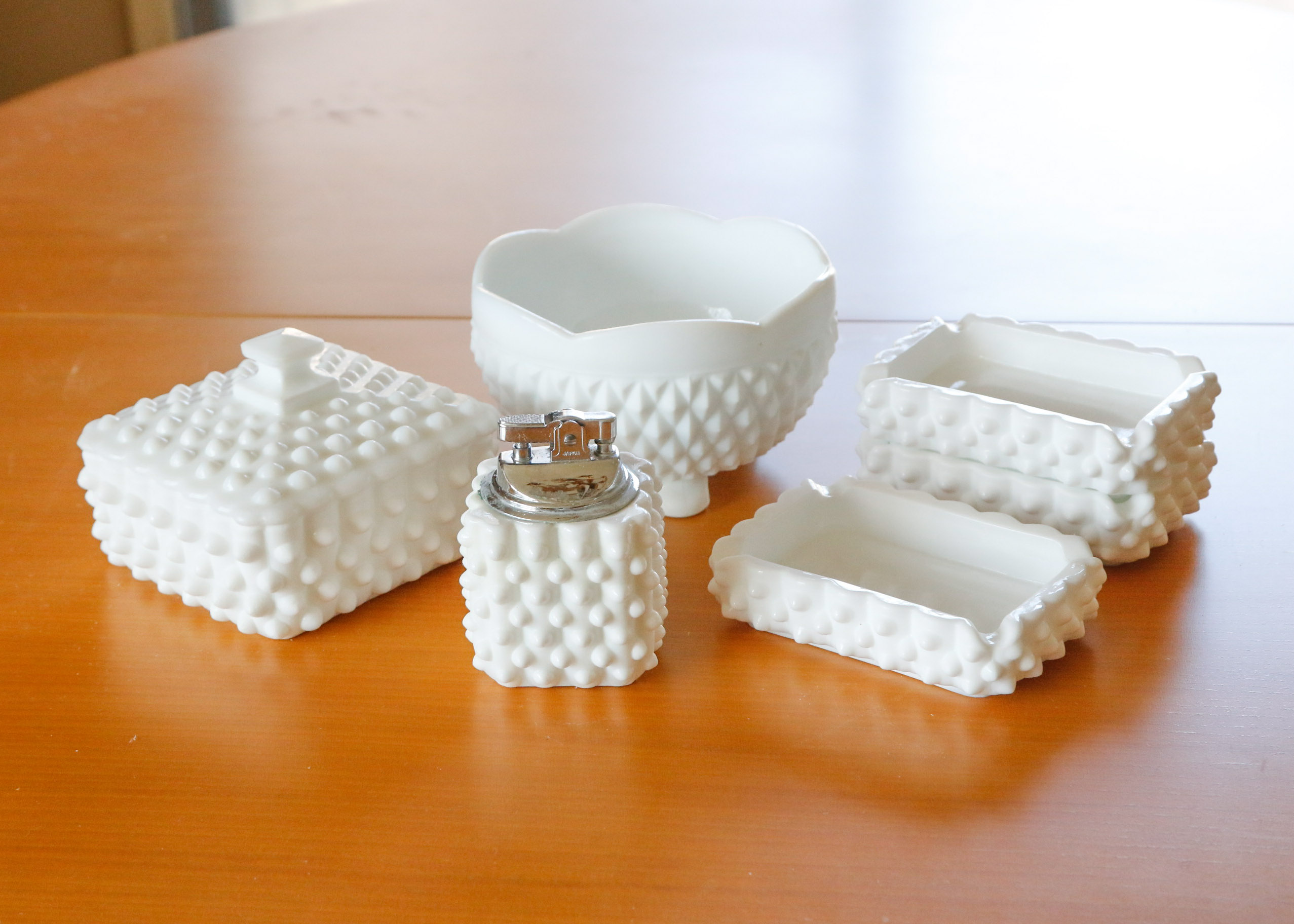 Hobnail Milk Glass Smoking Accessories