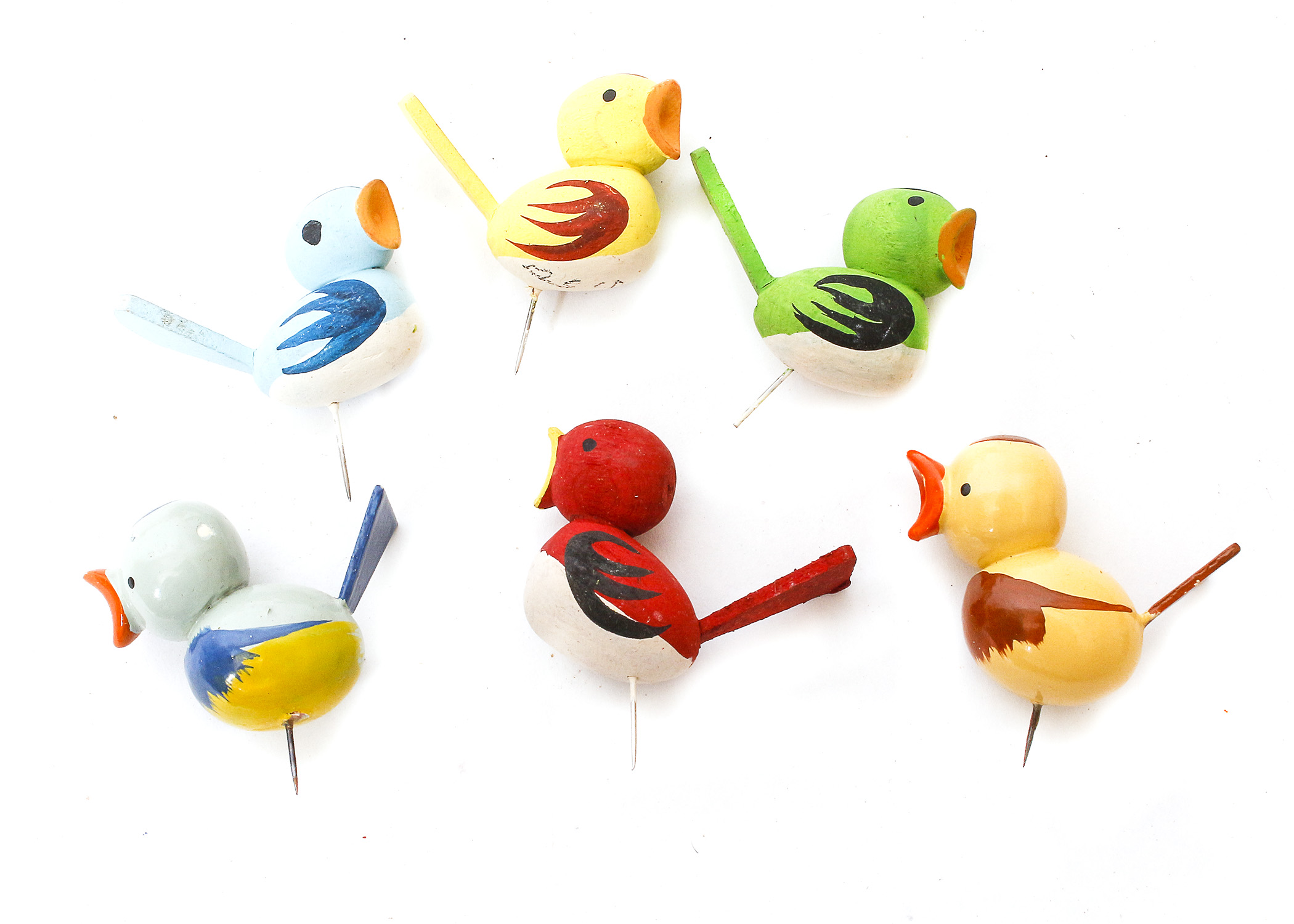 Assortment of Painted Wood Birds
