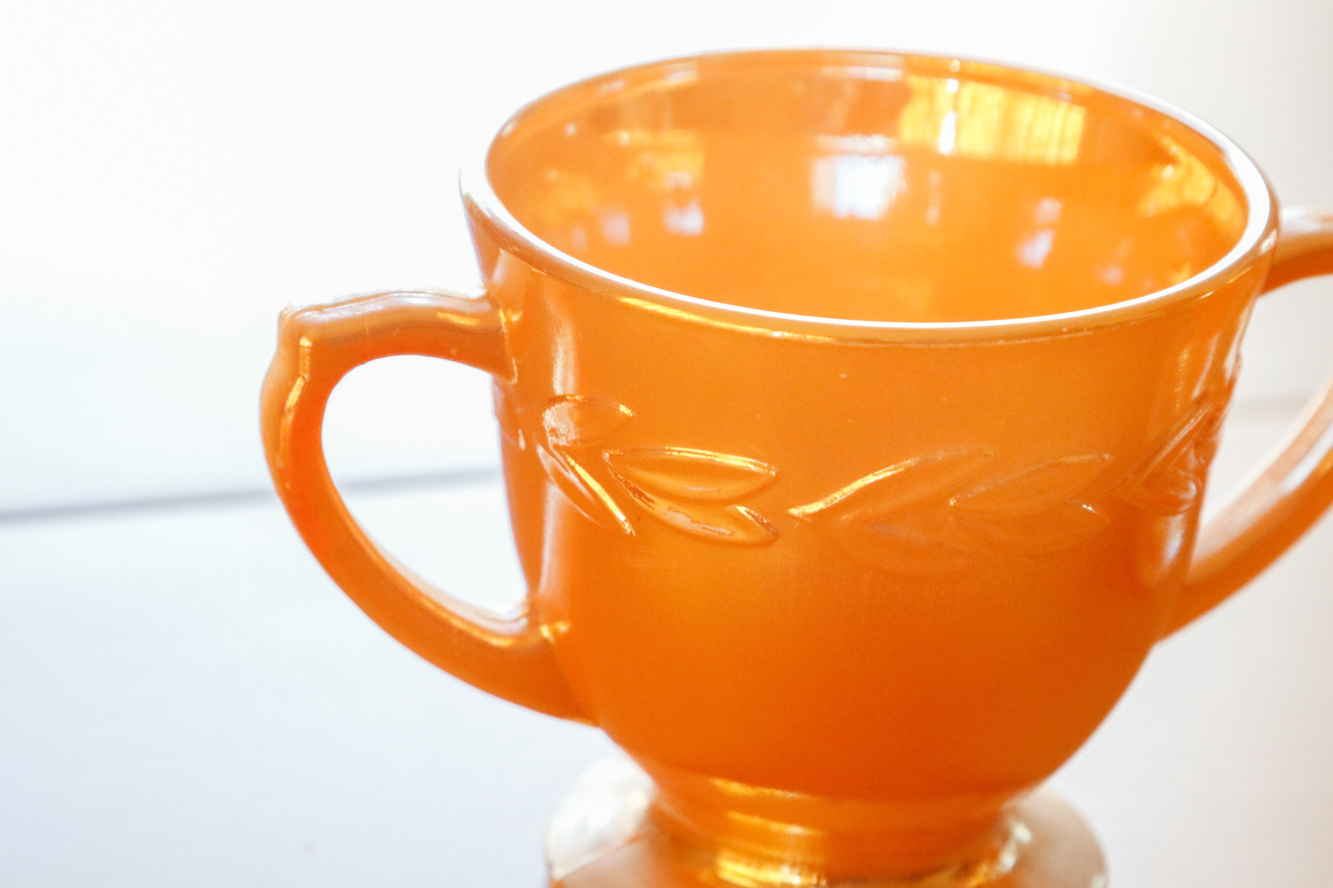 Fire King Peach Luster Creamer and Sugar Set