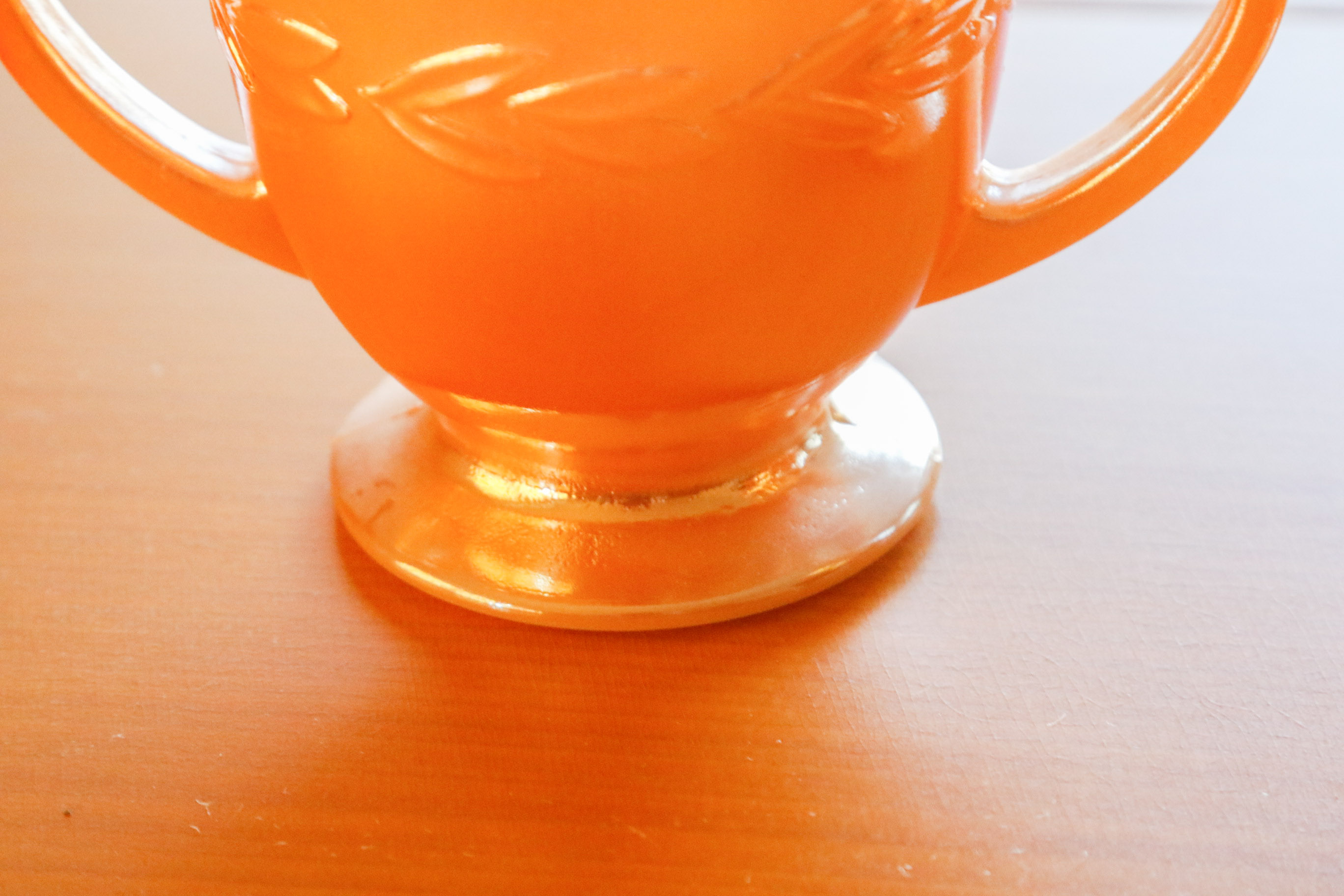 Fire King Peach Luster Creamer and Sugar Set