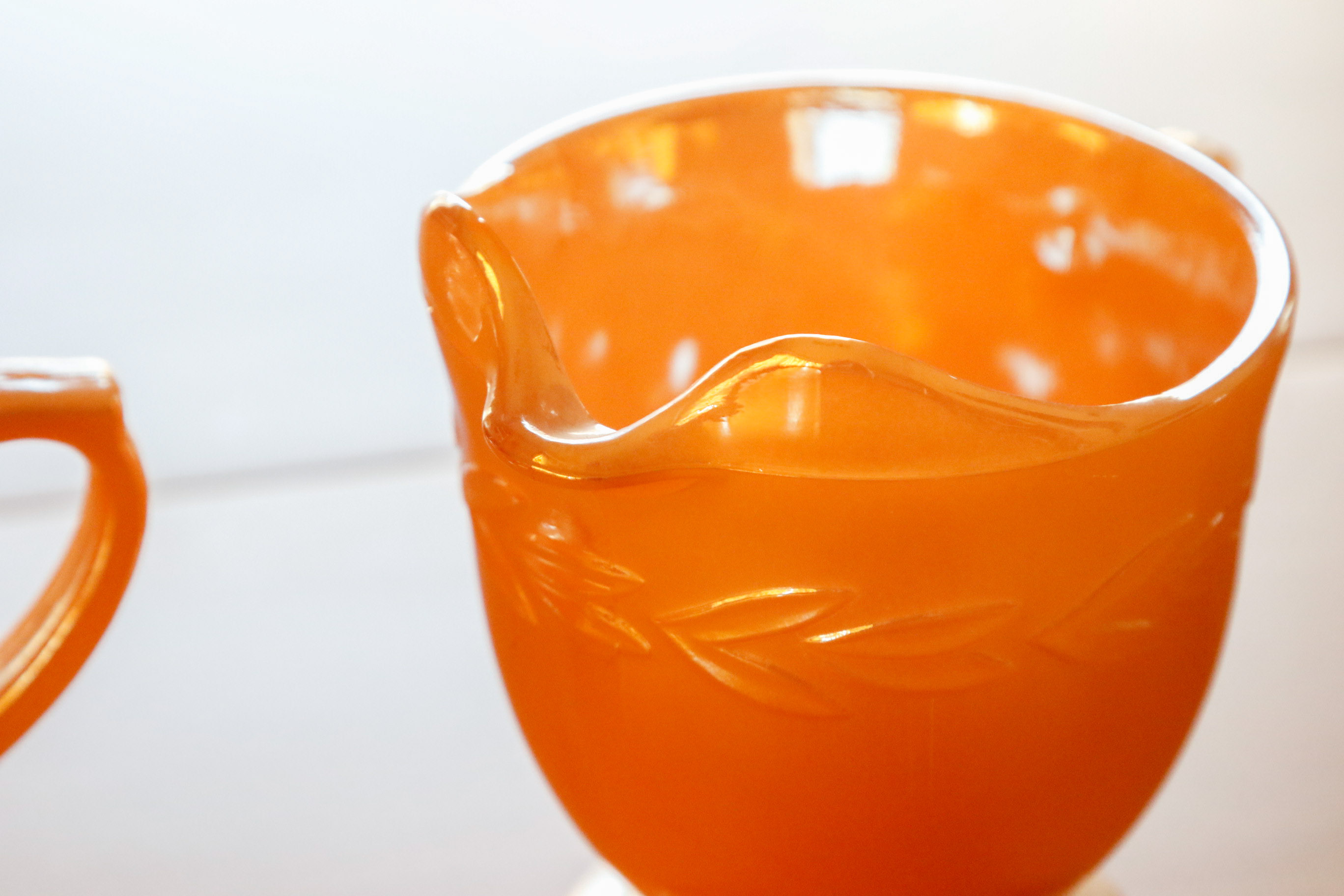 Fire King Peach Luster Creamer and Sugar Set