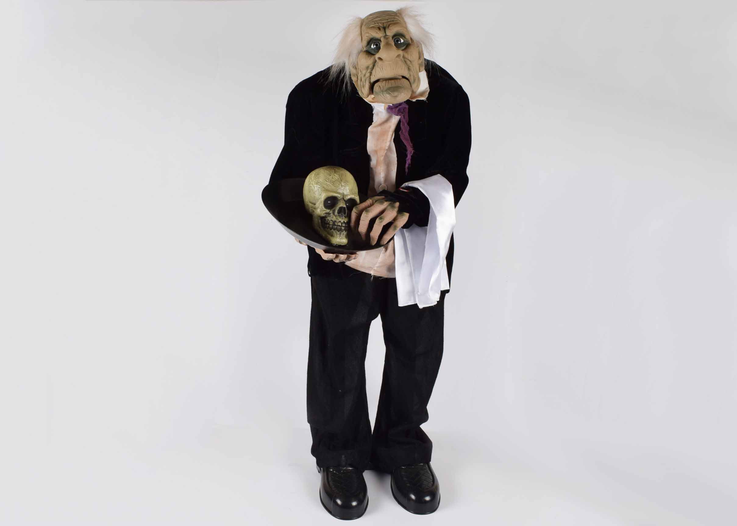Animated Halloween Butler with Skull Tray