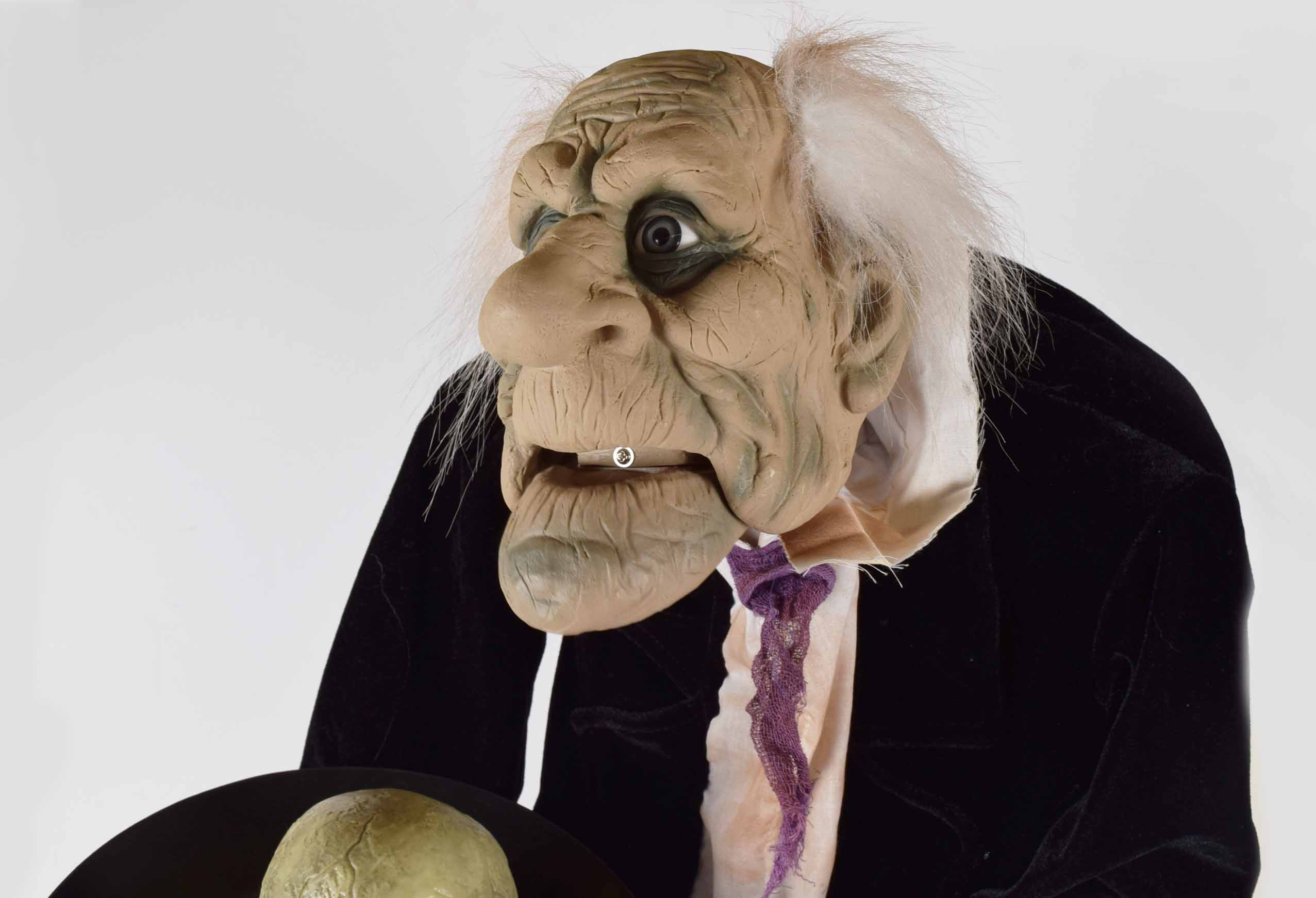 Animated Halloween Butler with Skull Tray