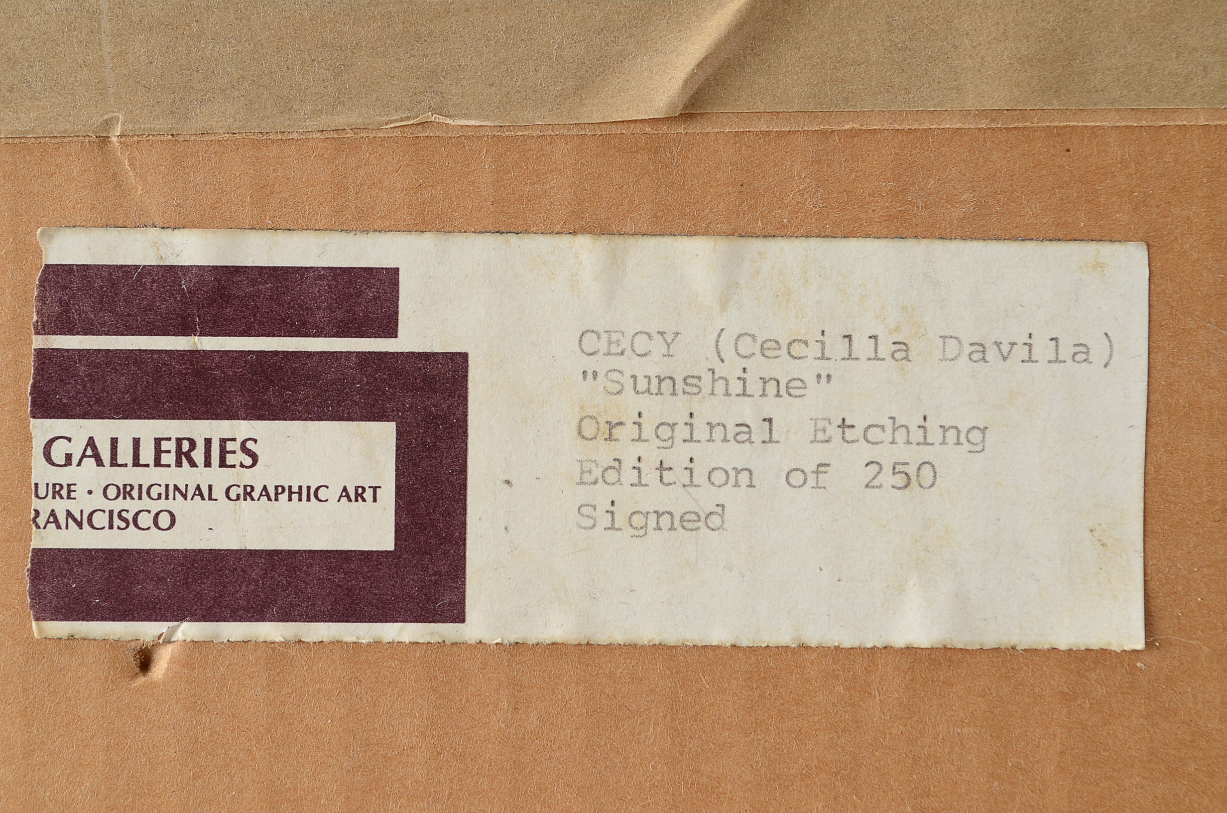 Original Etching, Cecilla Davila