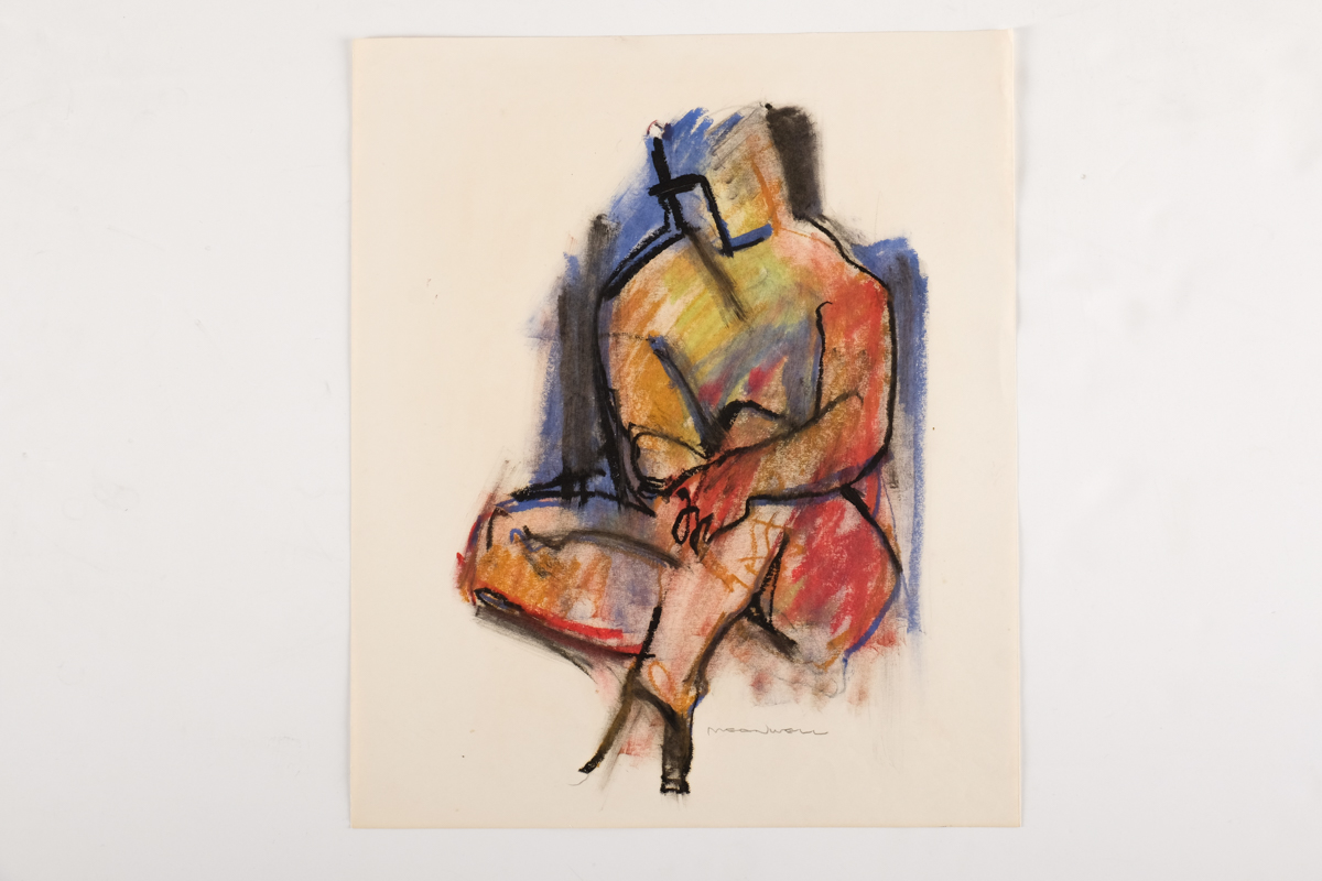 Jack Meanwell Original Oil Pastel Figure Drawing