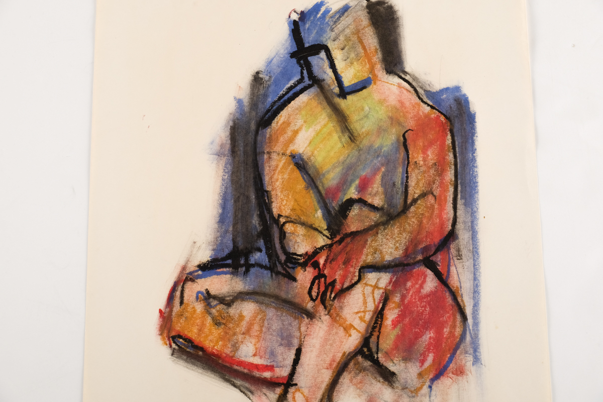 Jack Meanwell Original Oil Pastel Figure Drawing