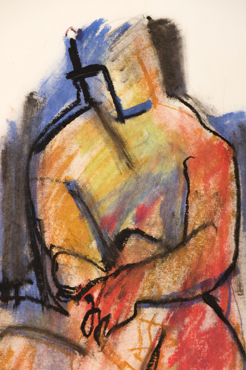 Jack Meanwell Original Oil Pastel Figure Drawing