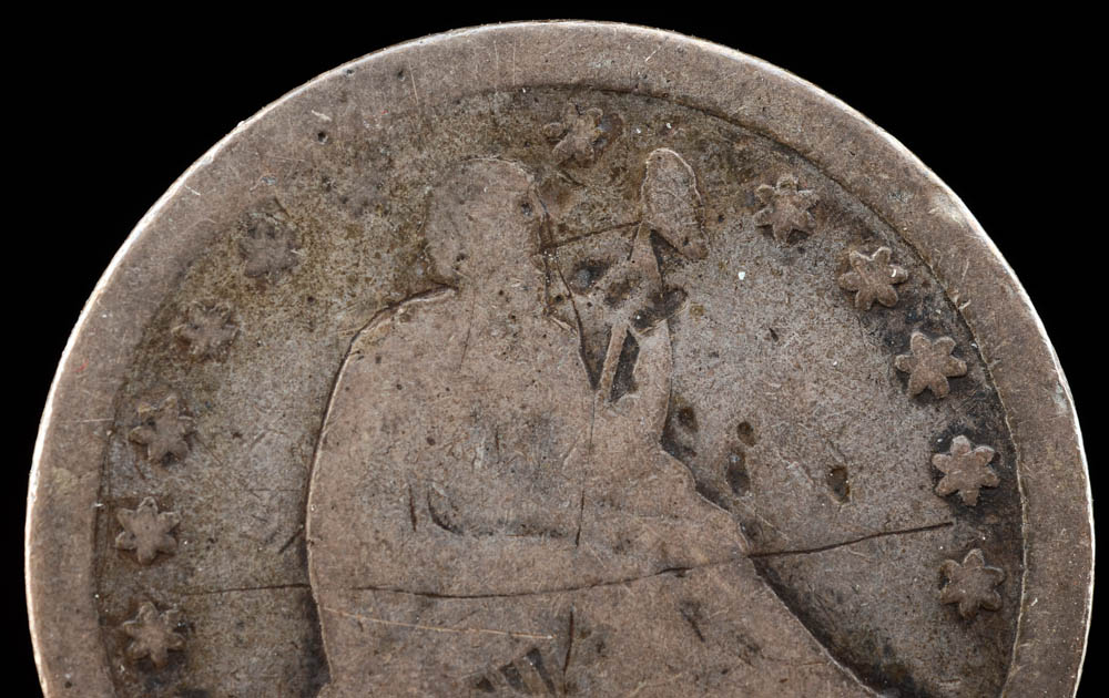 Rare 1860 S Seated Liberty Silver Quarter