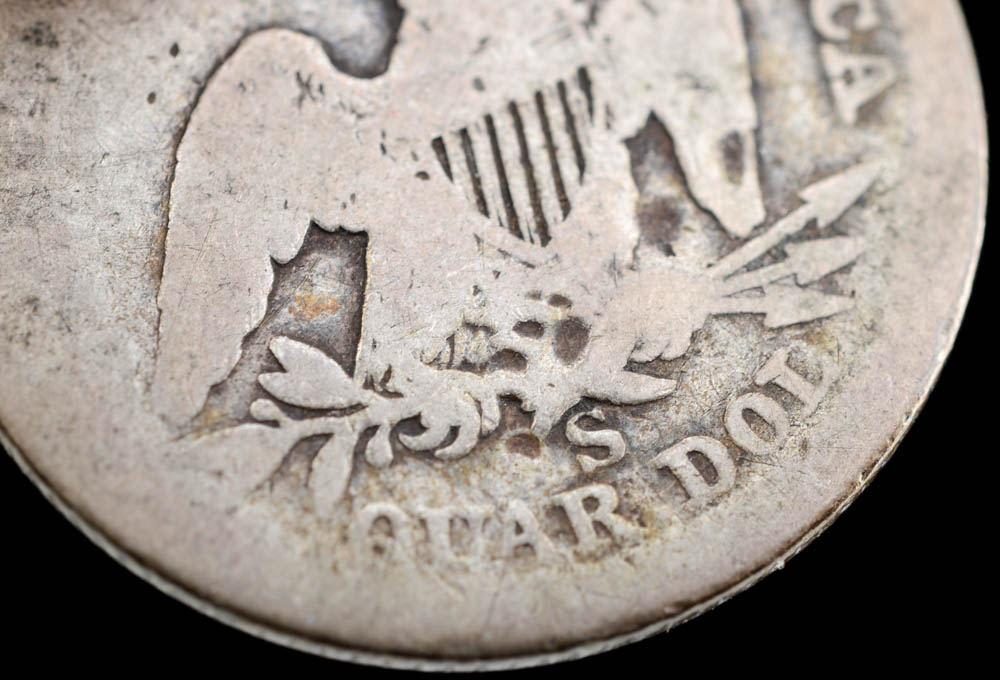 Rare 1860 S Seated Liberty Silver Quarter