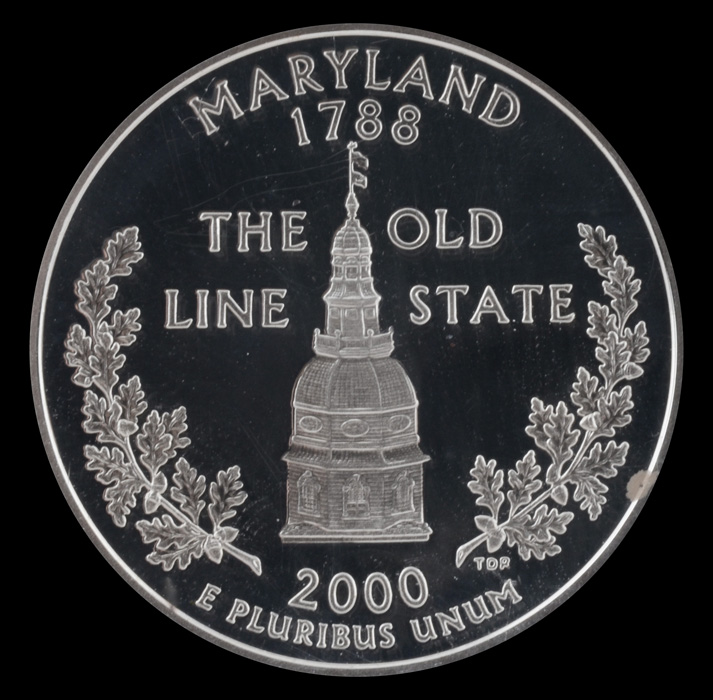 2000 S George Washington Silver Maryland State Quarter