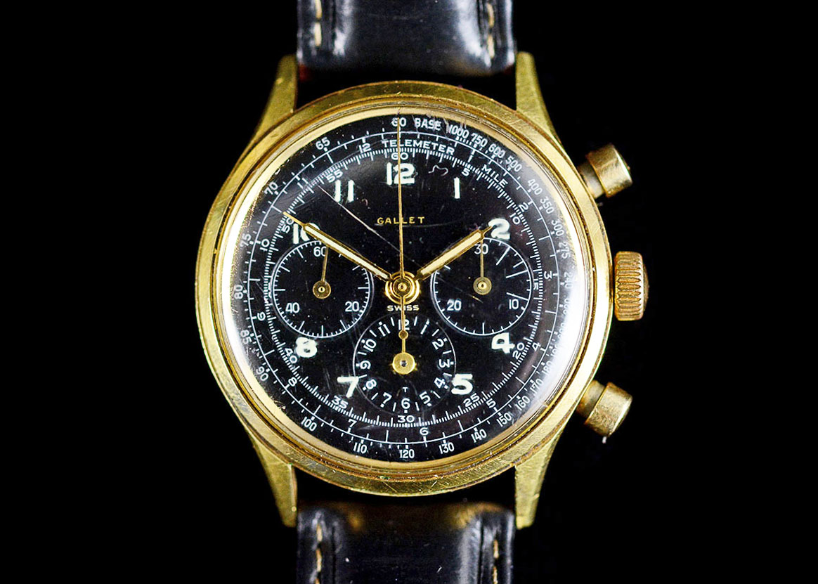 Gallet MultiChron 12 Military Gold Filled Wrist Watch