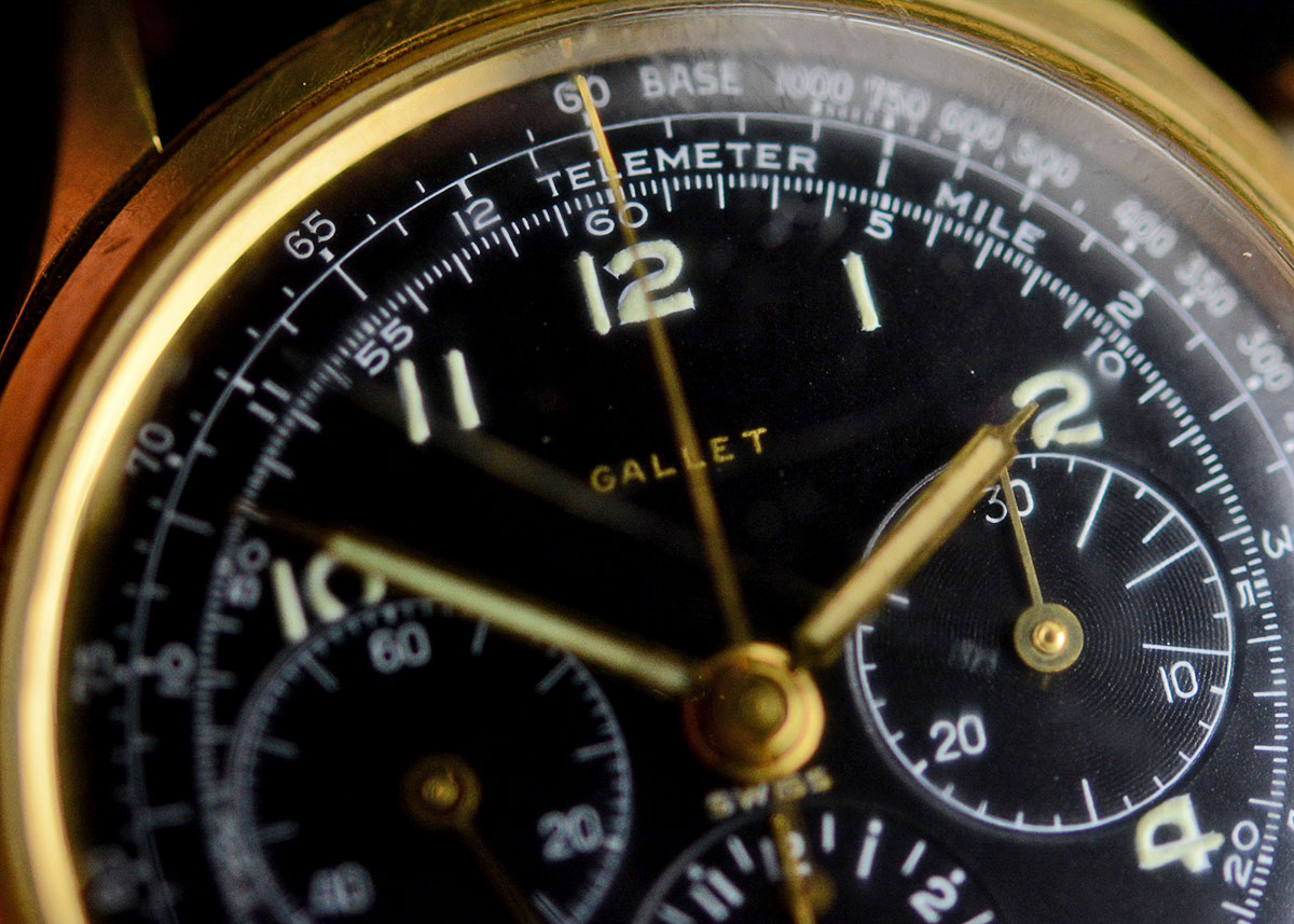 Gallet MultiChron 12 Military Gold Filled Wrist Watch