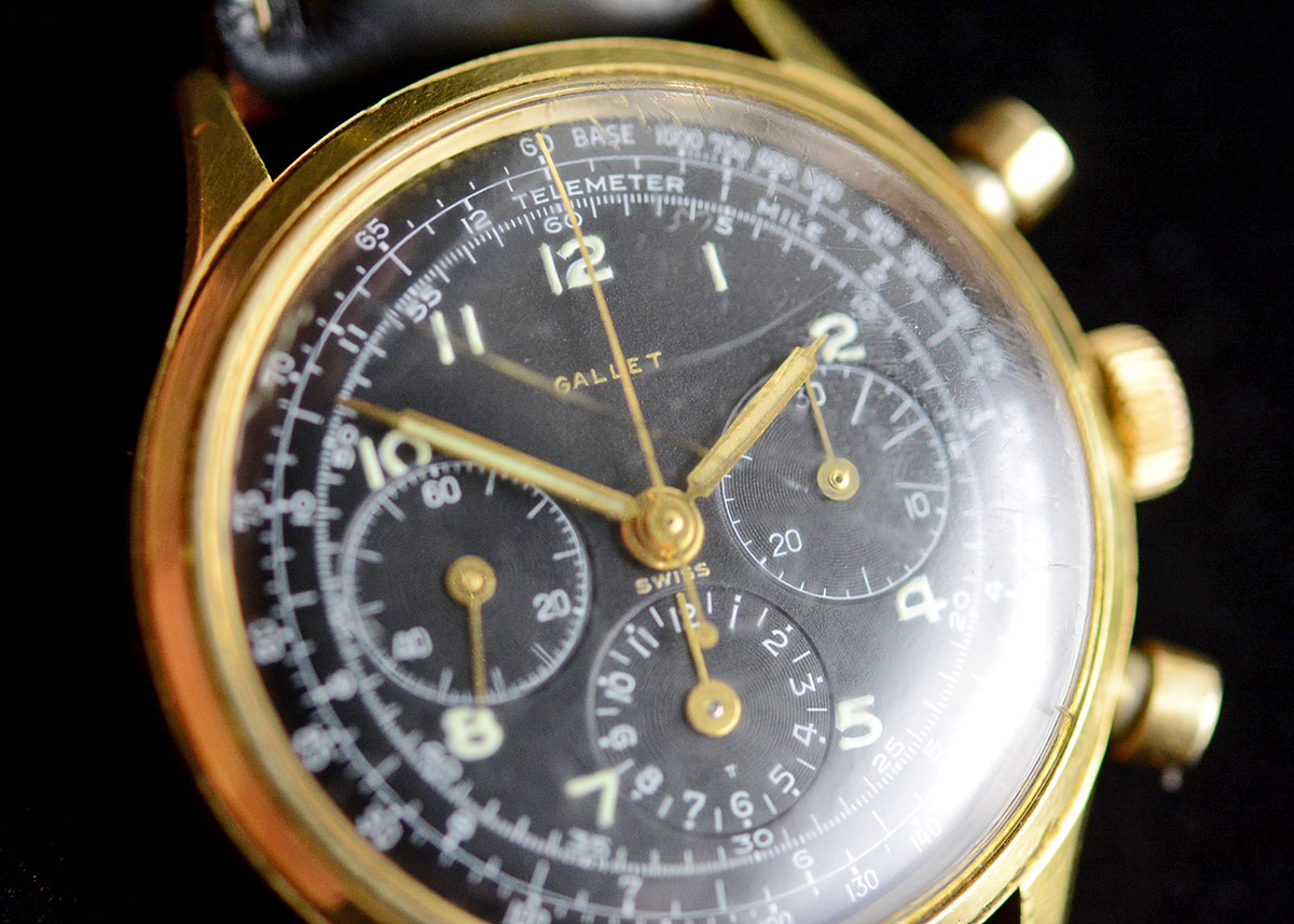 Gallet MultiChron 12 Military Gold Filled Wrist Watch